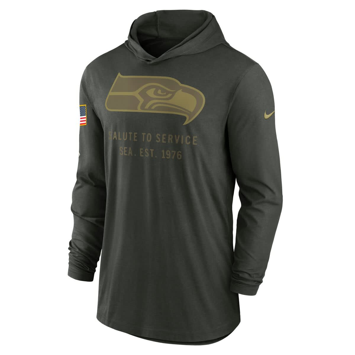 Men's Nike Forest Green Seattle Seahawks 2025 Salute to Service Sideline Dri-FIT Lightweight Hooded  - 2