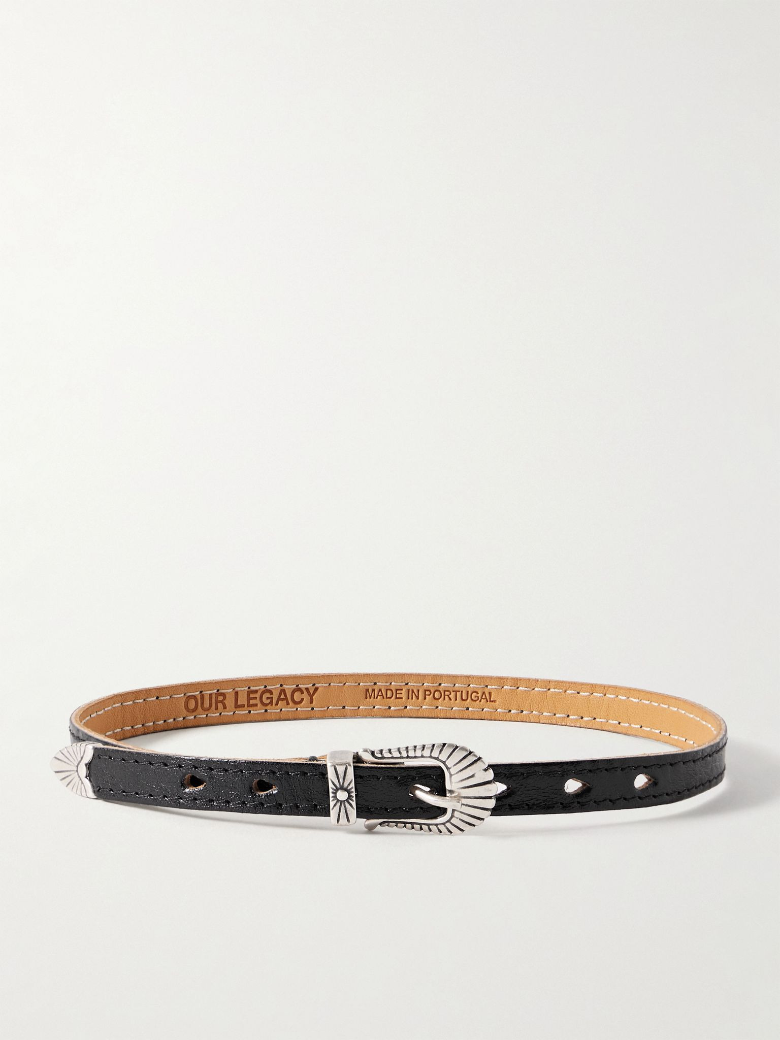 Cowboy Silver-Tone and Leather Wrap Bracelet Black - 5