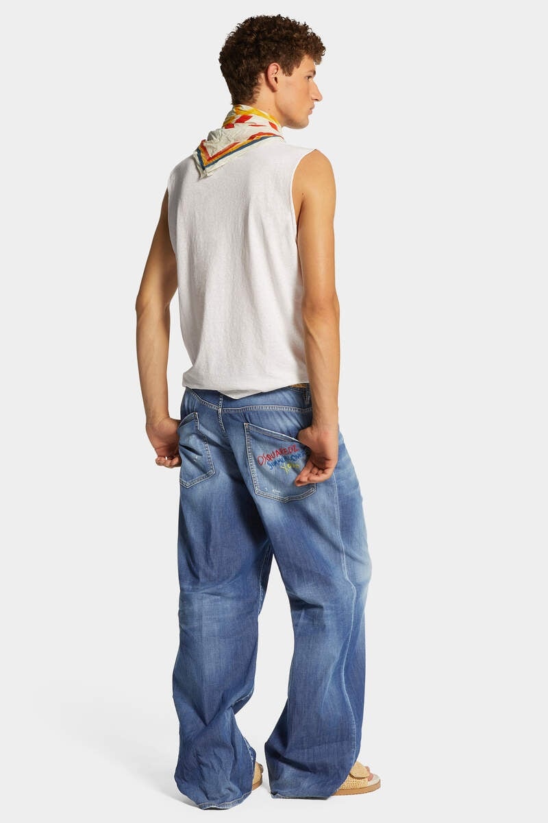 SUMMER LOVERS MEDIUM WASH LOOSE JEAN - 4