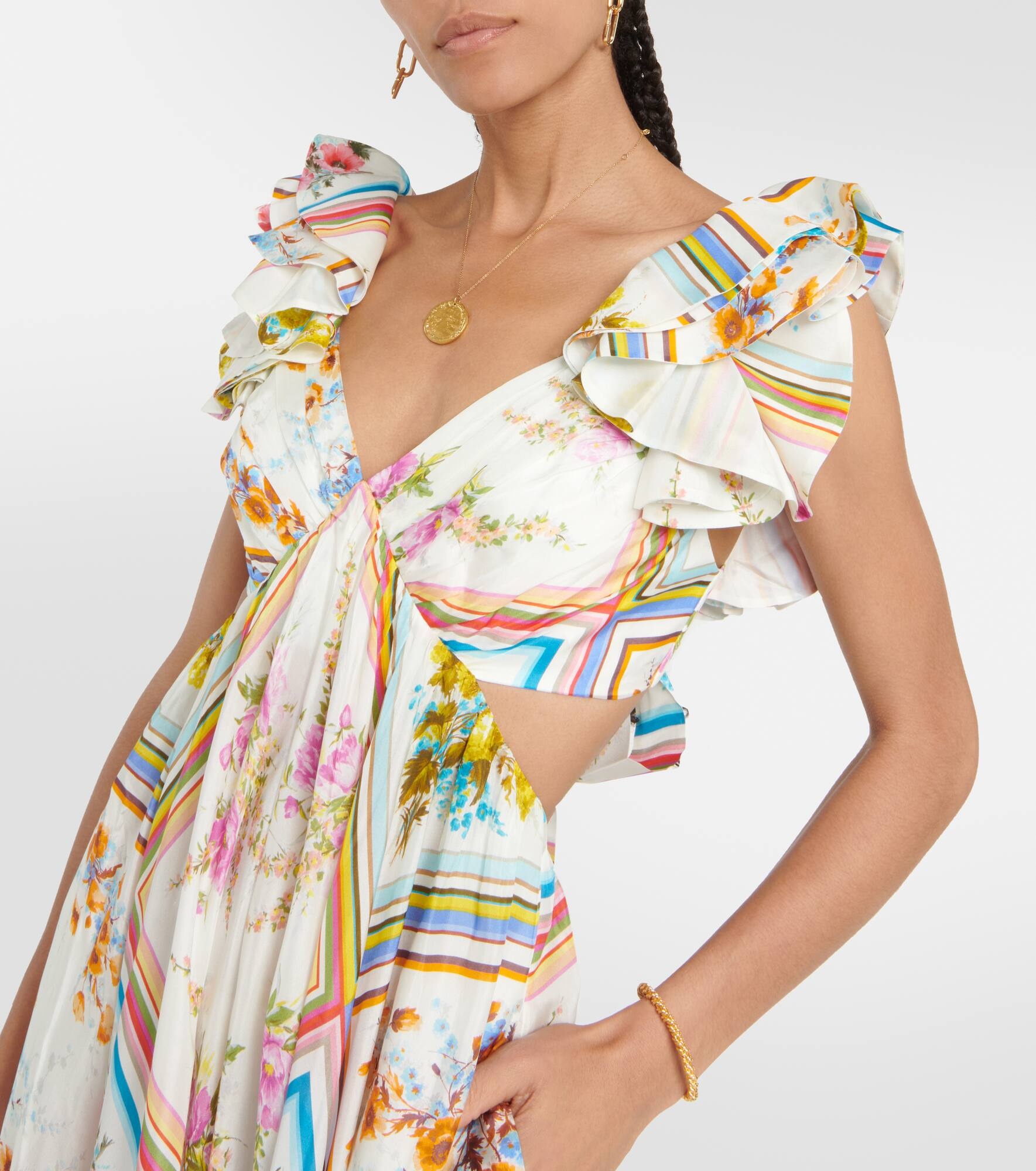 Halcyon floral silk maxi dress - 4