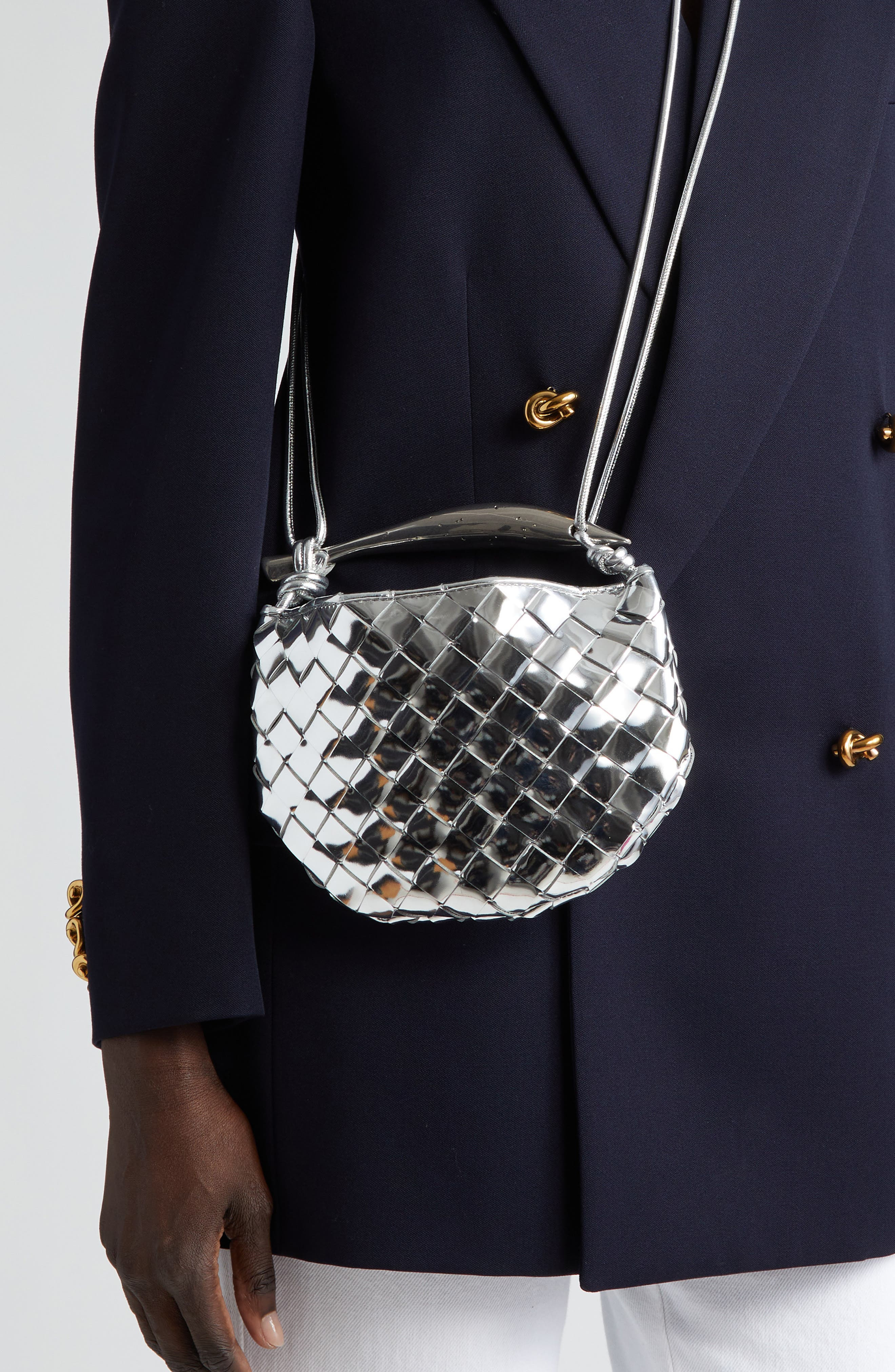 Bottega Veneta Mini Sardine Intrecciato Crossbody Bag in Silver/Vintage at Nordstrom - 3