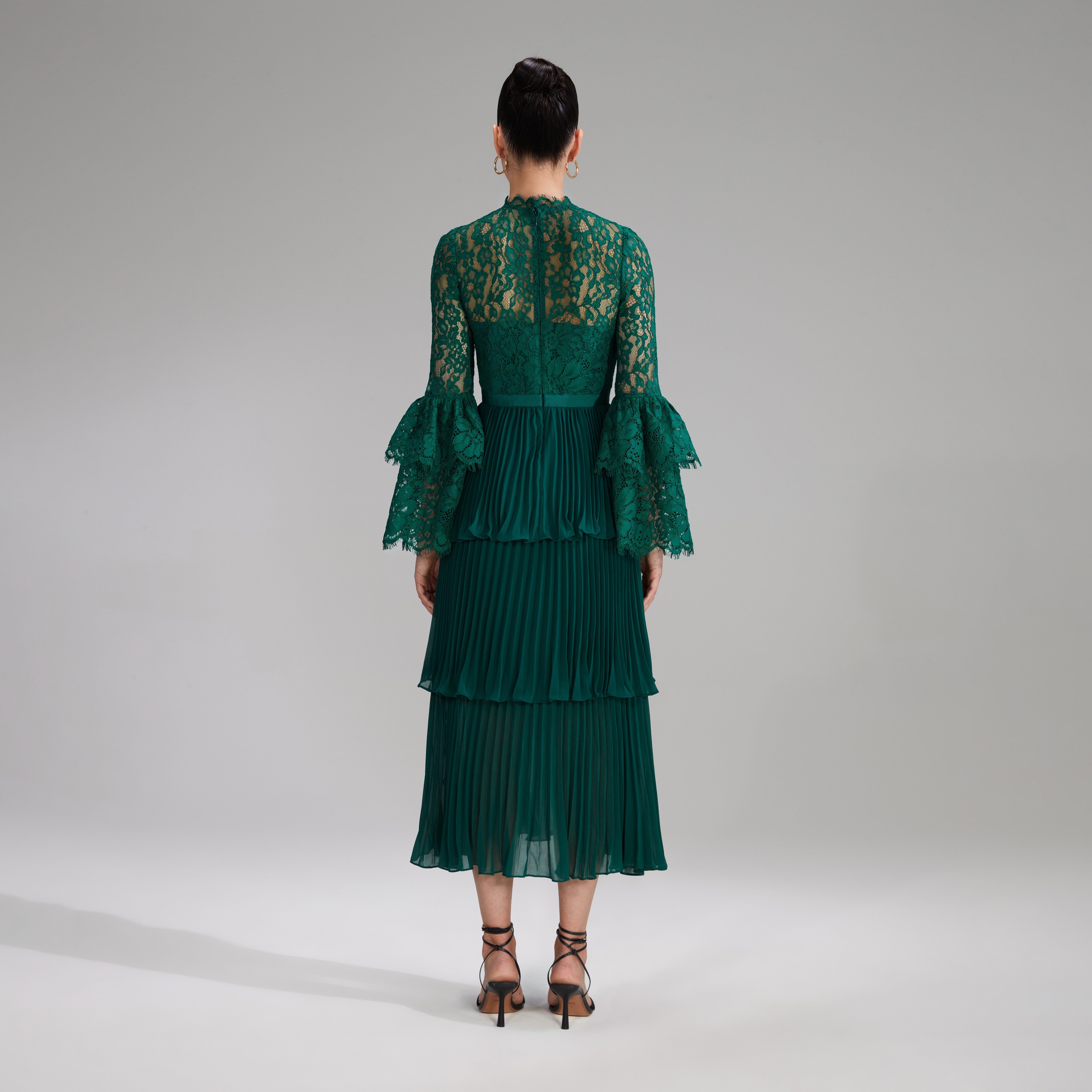 Green Cord Lace Midi Dress