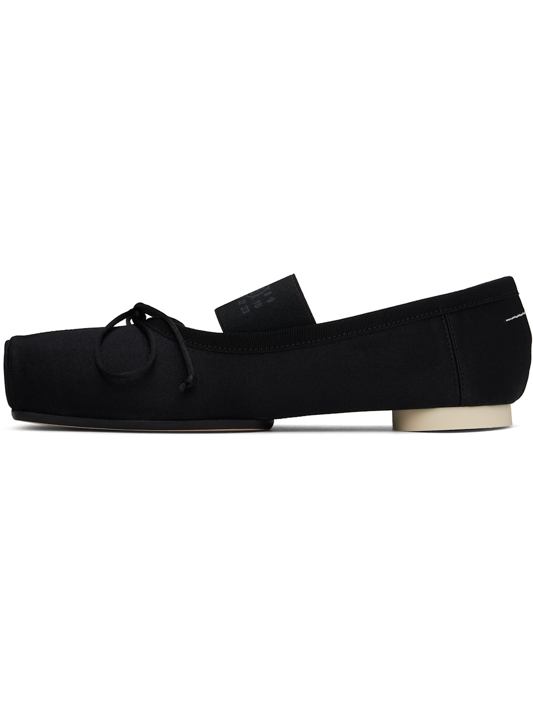 Black Satin Pointe Logo Ballerina Flats - 3