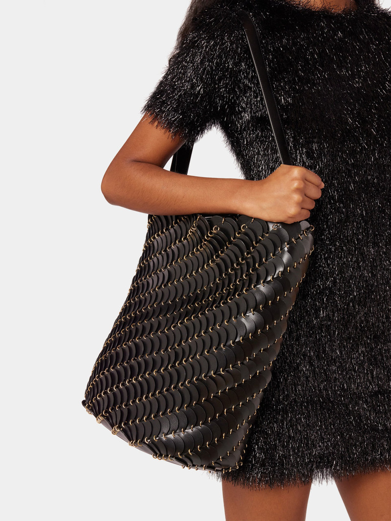 LARGE BLACK BUCKET PACO BAG IN LEATHER 3