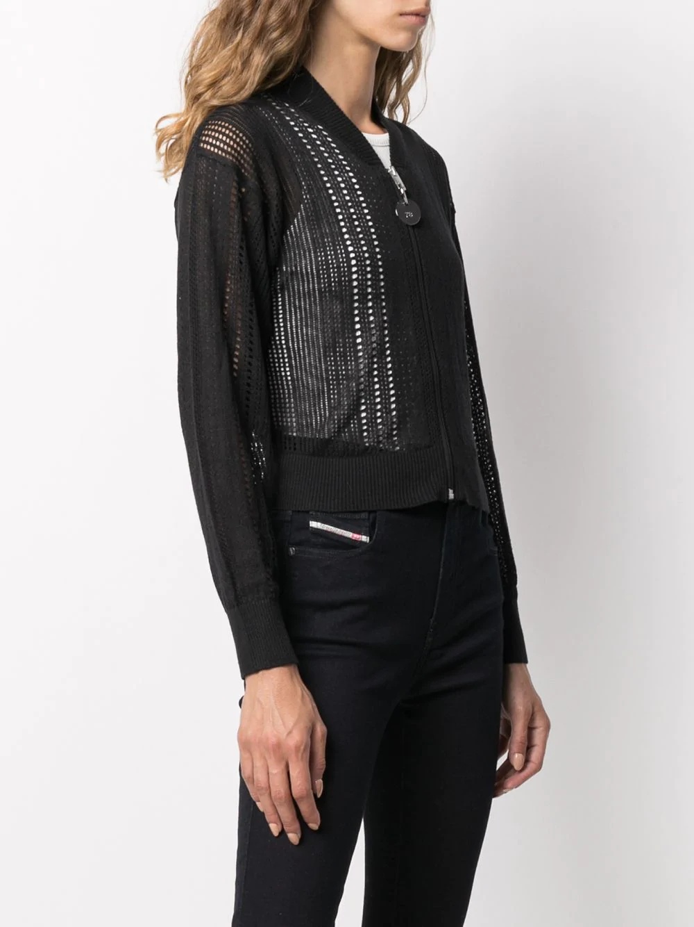 sheer open-knit cardigan - 3