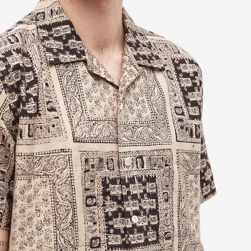 Beams Plus Short Sleeve Open Collar Elephant Block Print Shi - 5
