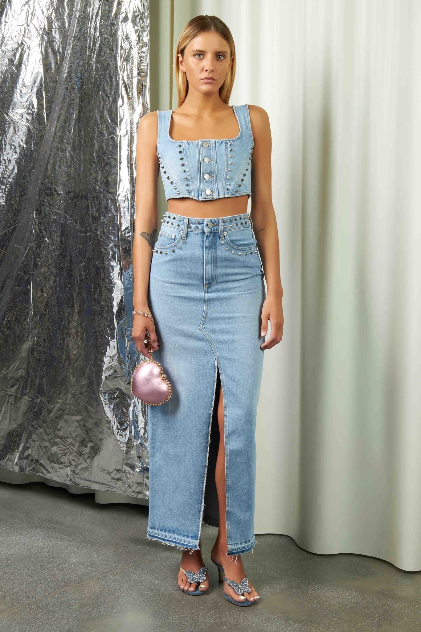 Denim Long Skirt - 1