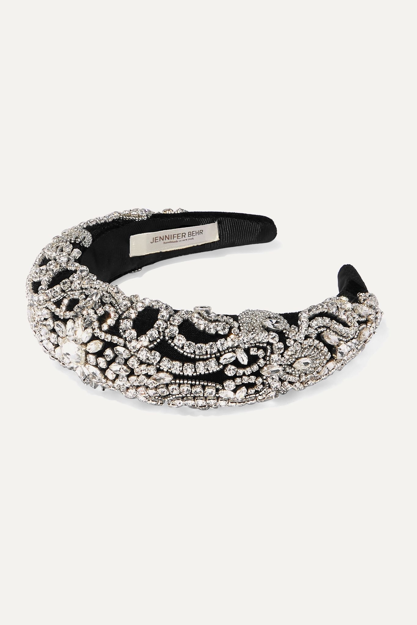 Reina crystal-embellished velvet headband  - 1