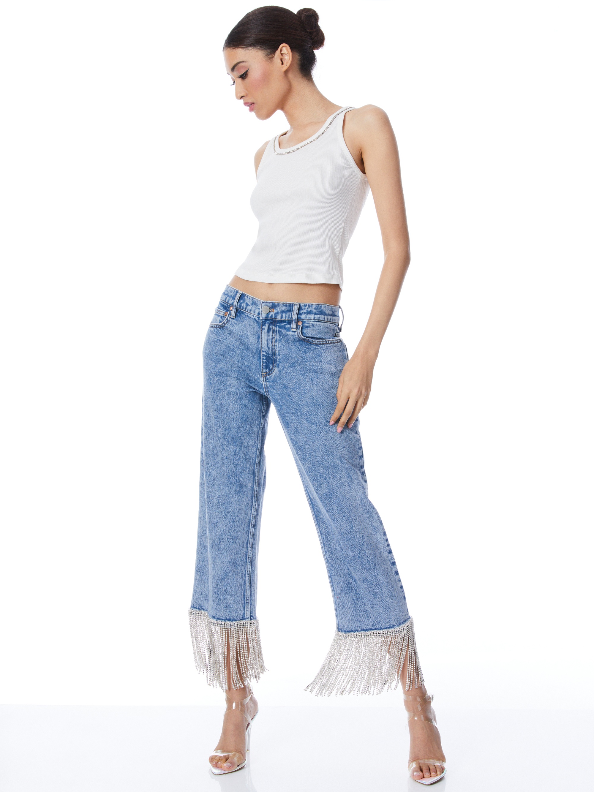 AMAZING HIGH RISE EMBELLISHED HEM BOYFRIEND JEAN - 5