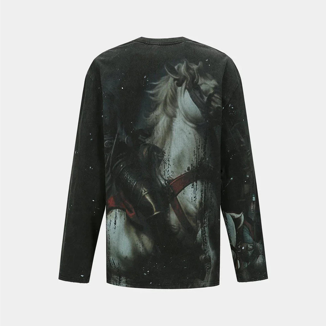 Unisex Knight Printed Long Sleeve Tee - 3