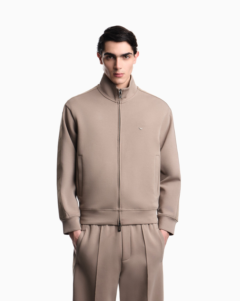 EMPORIO ARMANI FULL-ZIP SWEATSHIRT IN DOUBLE JERSEY WITH MICRO-EAGLE BAND outlook