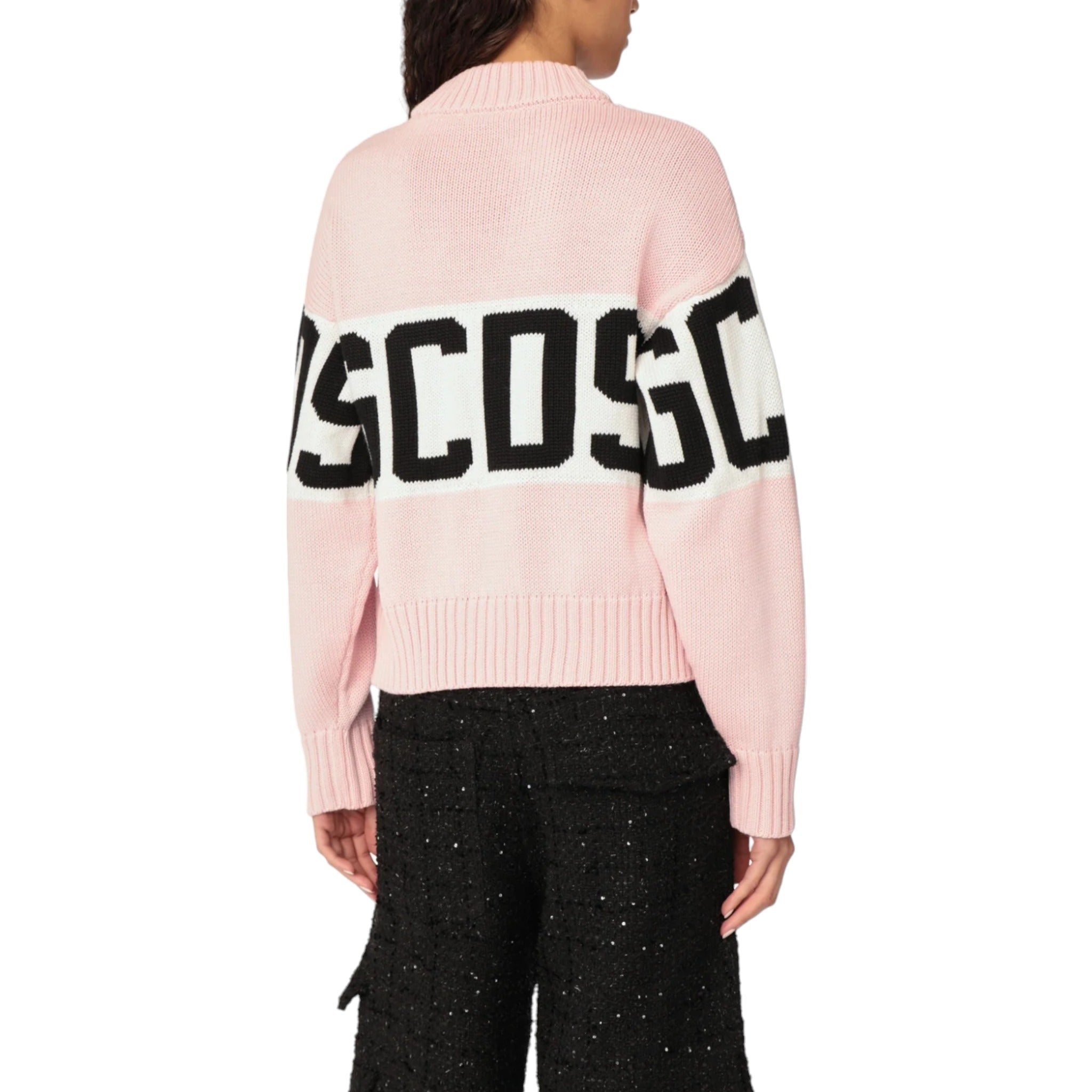 GCDS Wool Logo Band Boxy Sweater Pink - 3
