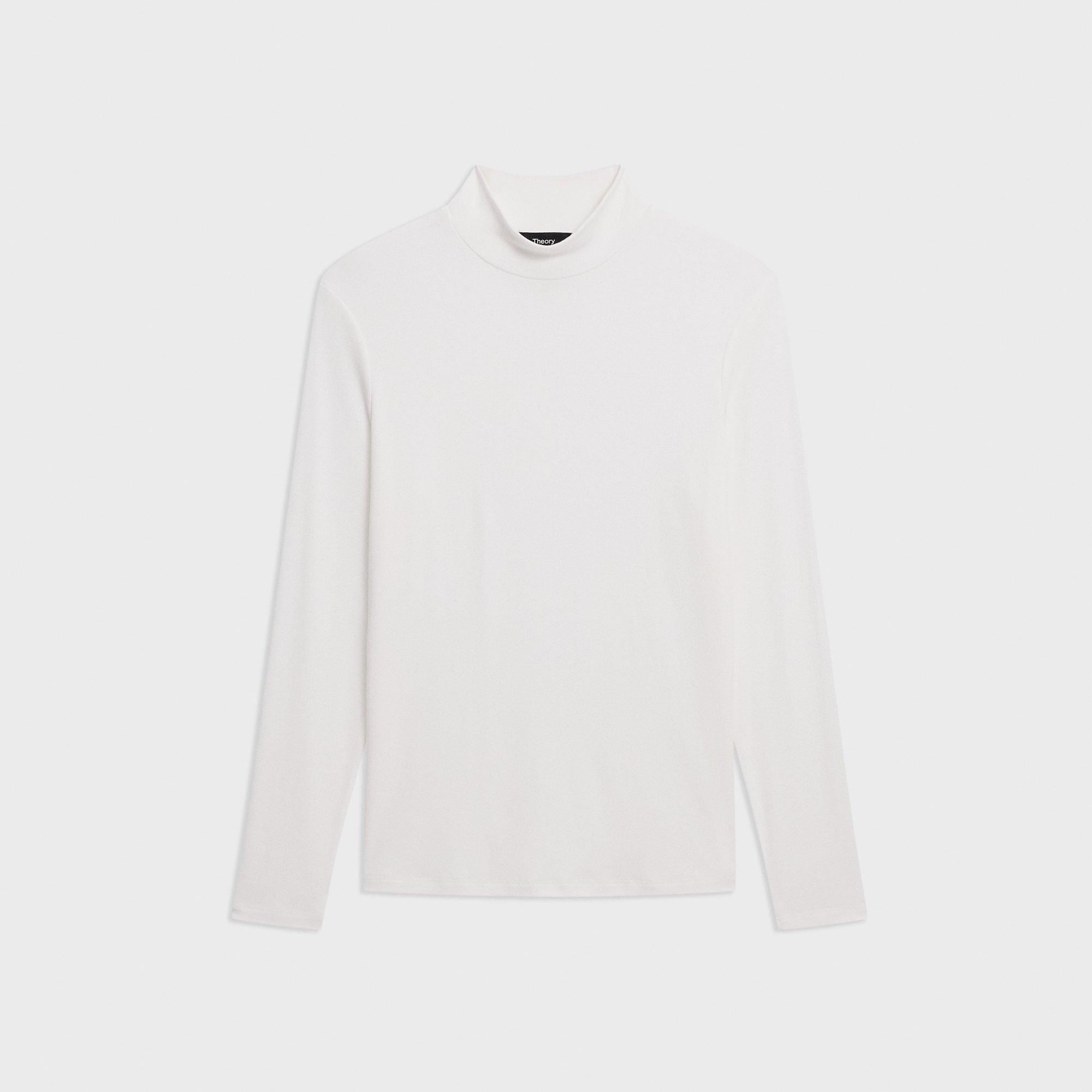 Mock Neck Top in Rib Knit Viscose - 1