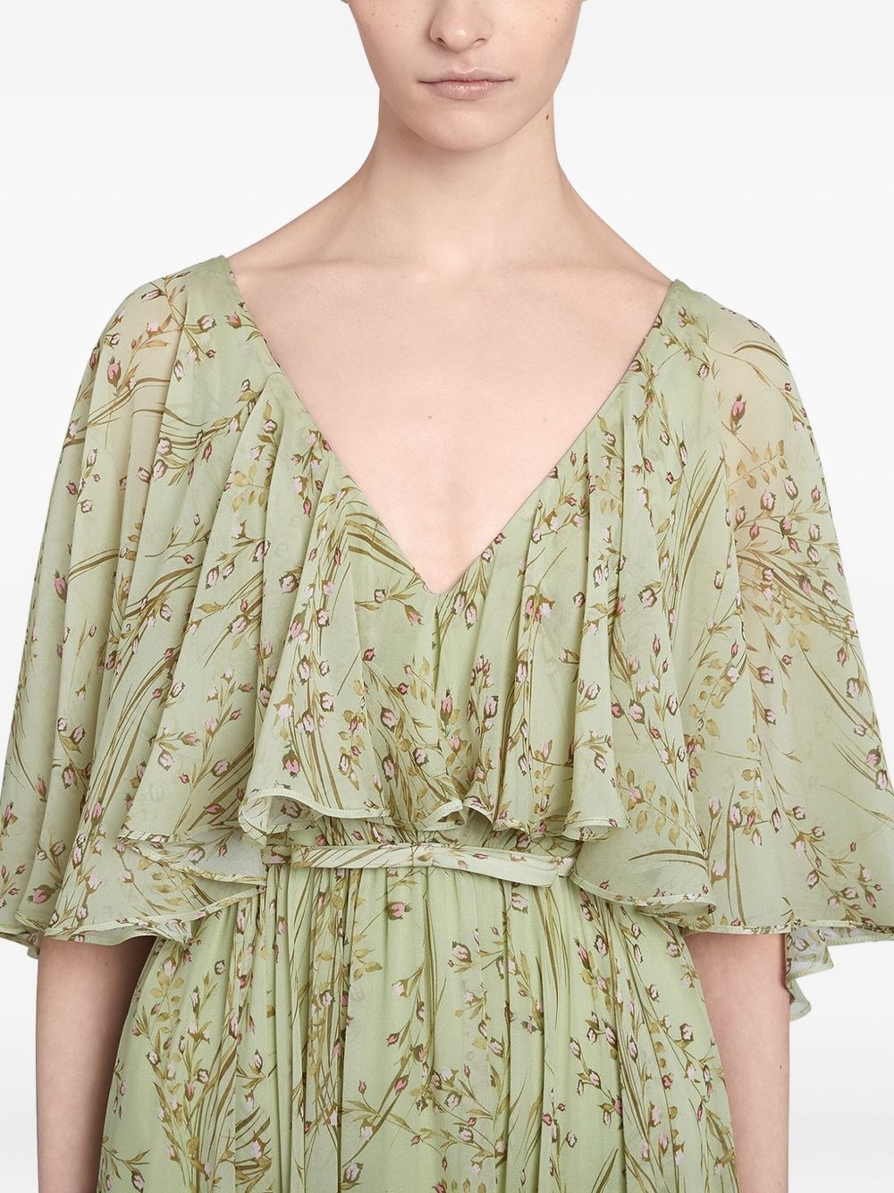 cape-detail floral-print dress - 6