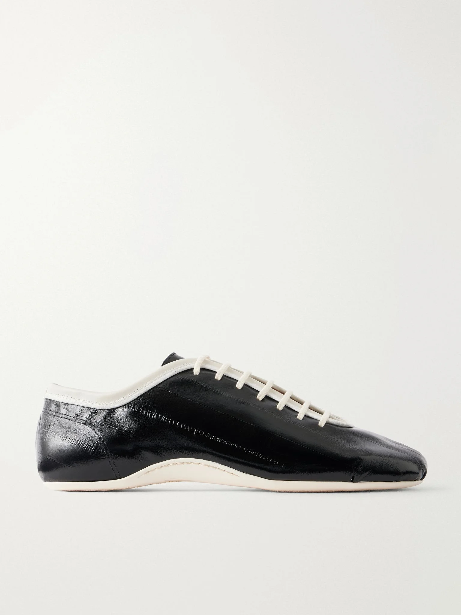 Glossed Leather Sneakers Black - 1
