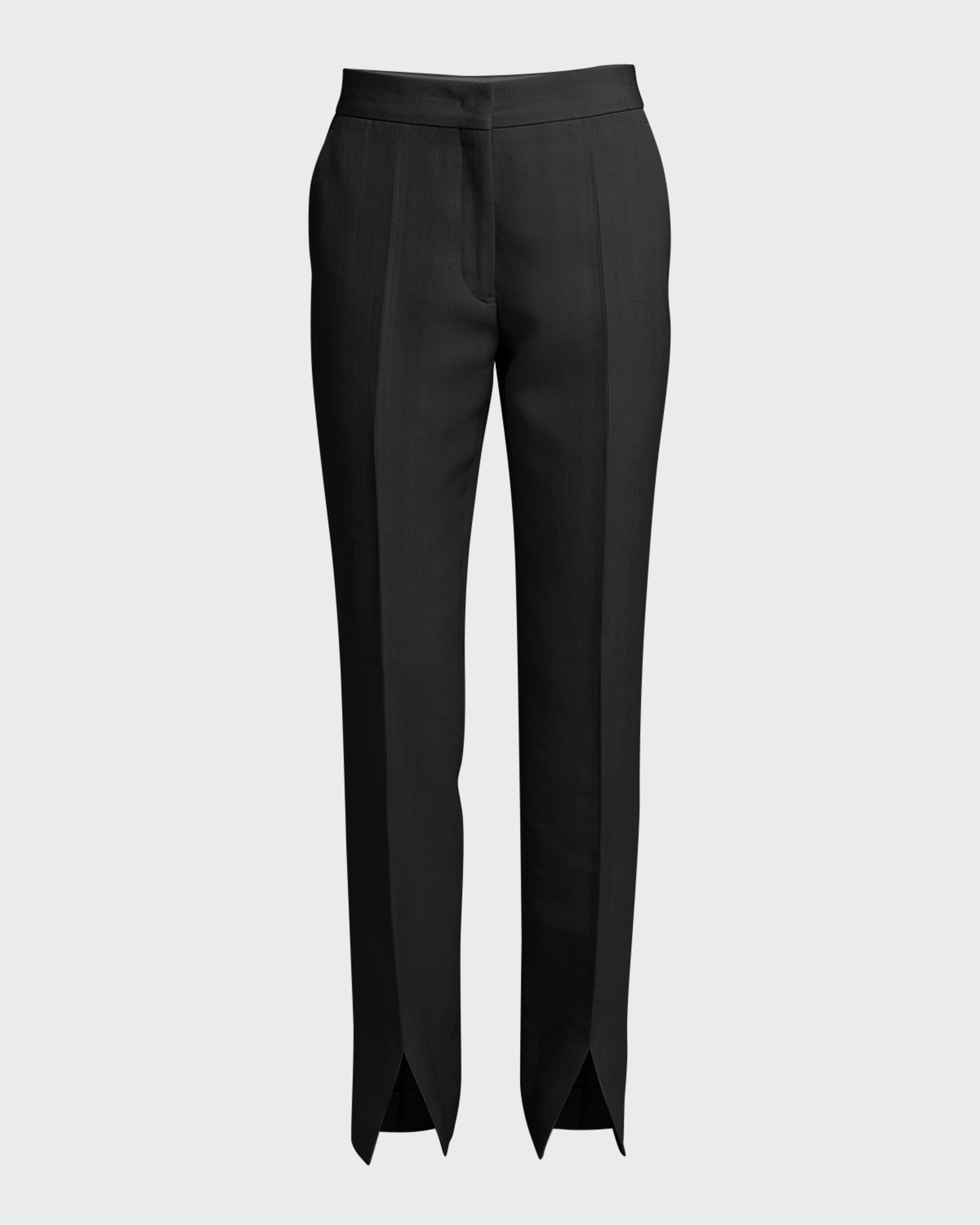 Pleated Split-Hem Trousers - 1