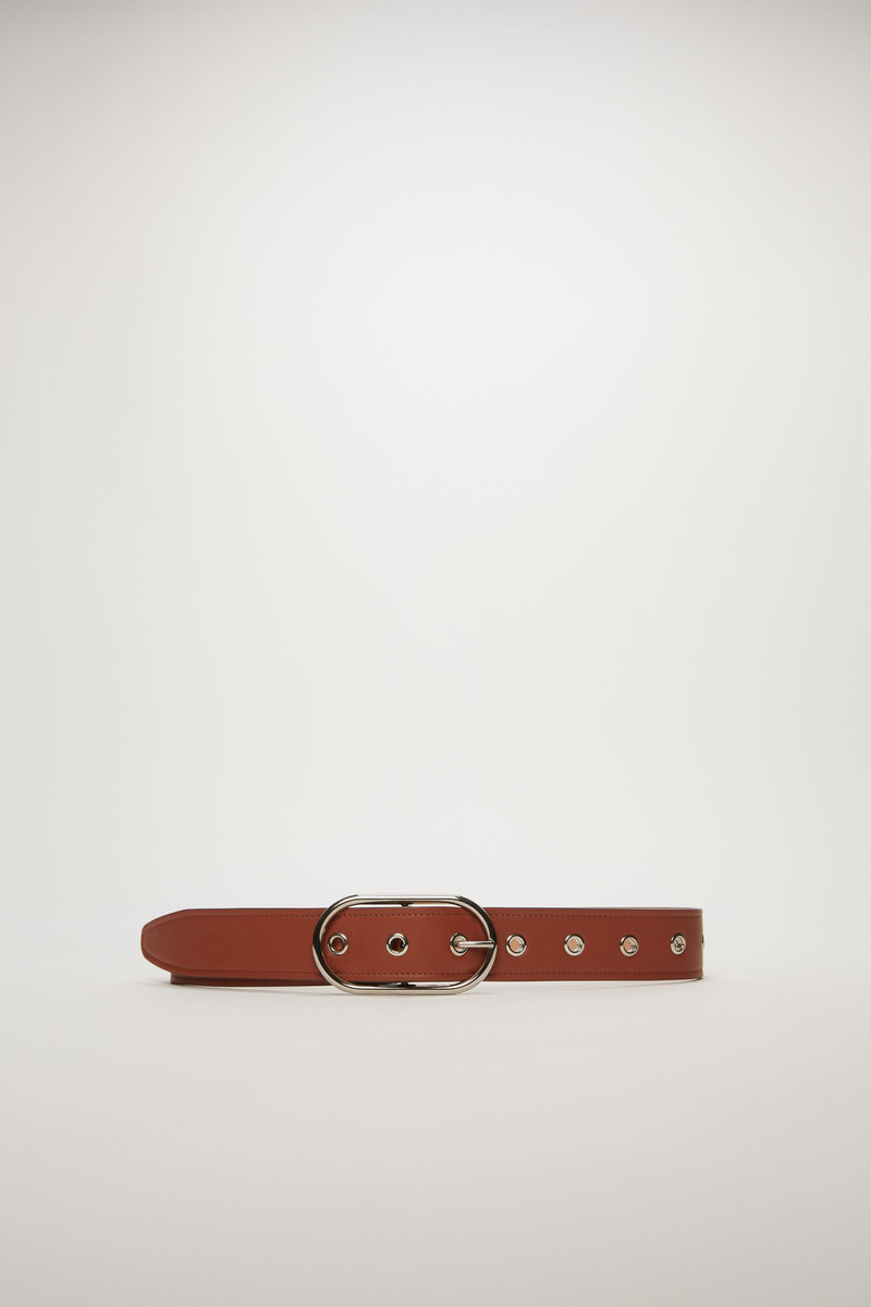 Leather eyelet belt almond brown 1