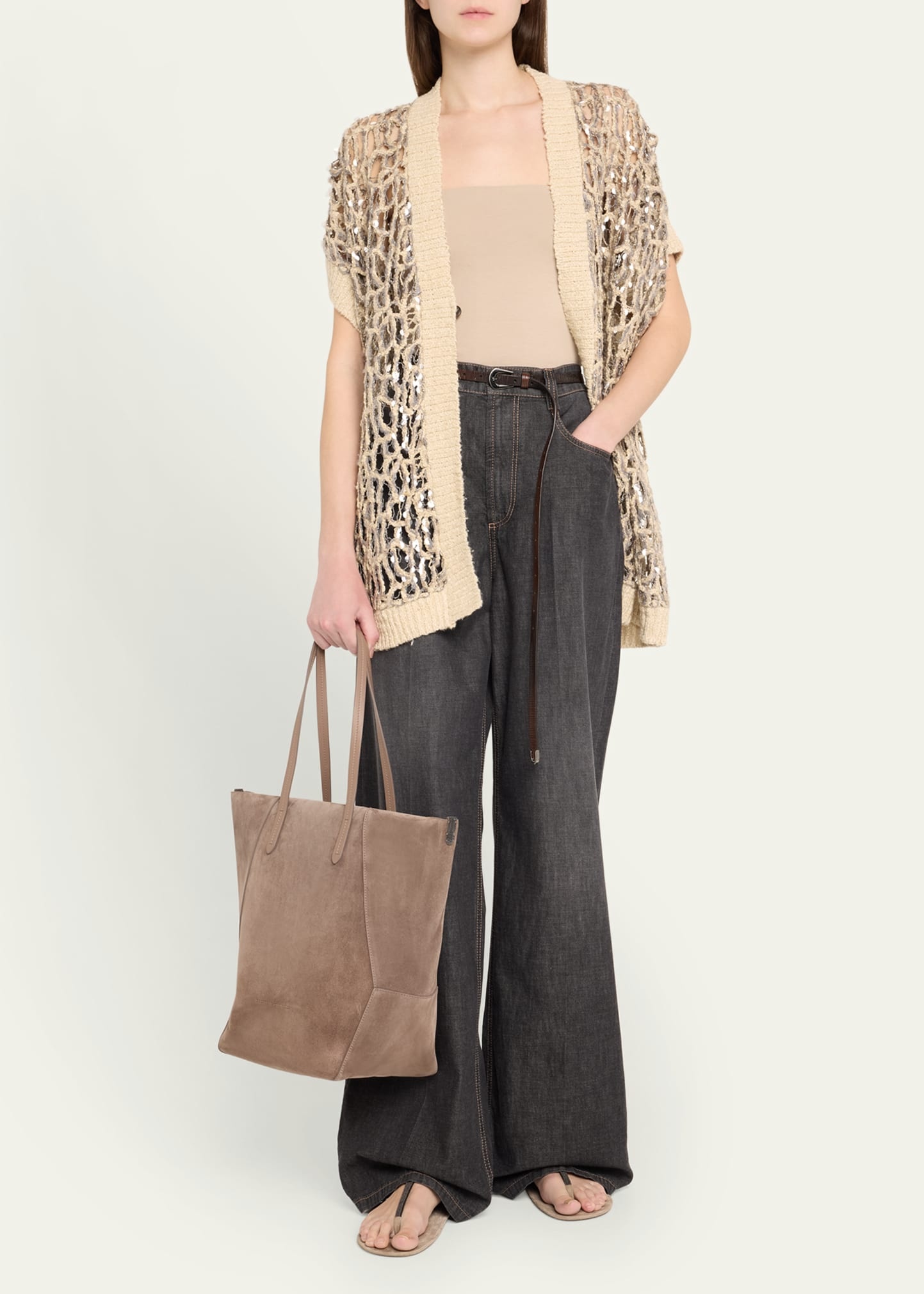 Duo East-West Suede Tote Bag - 6