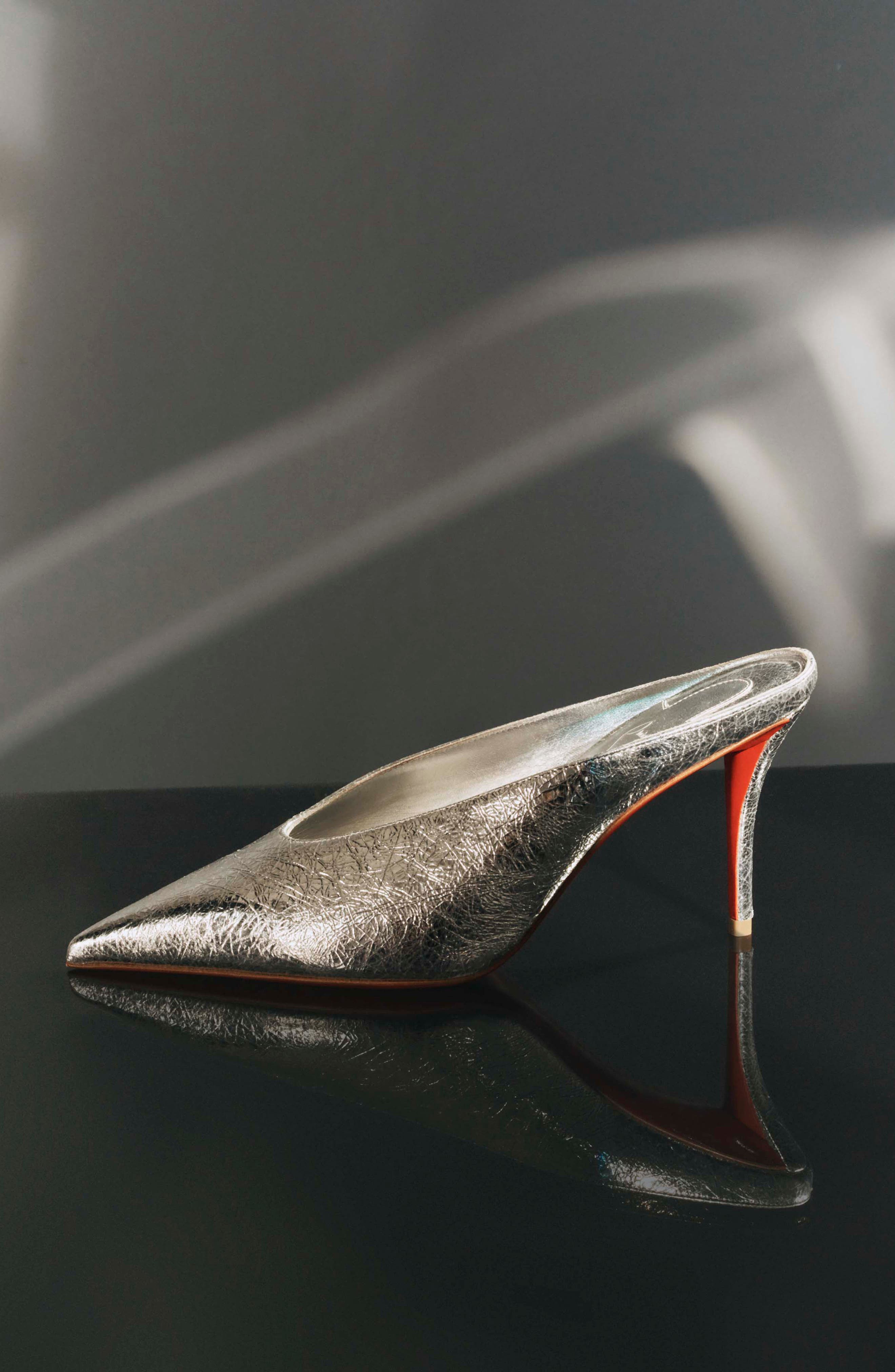 Christian Louboutin Miss Z Slimimule Pointed Toe Mule in Silver/Lin Silver at Nordstrom - 2