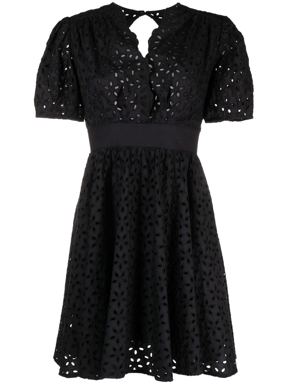 broderie-anglaise cotton short dress - 1