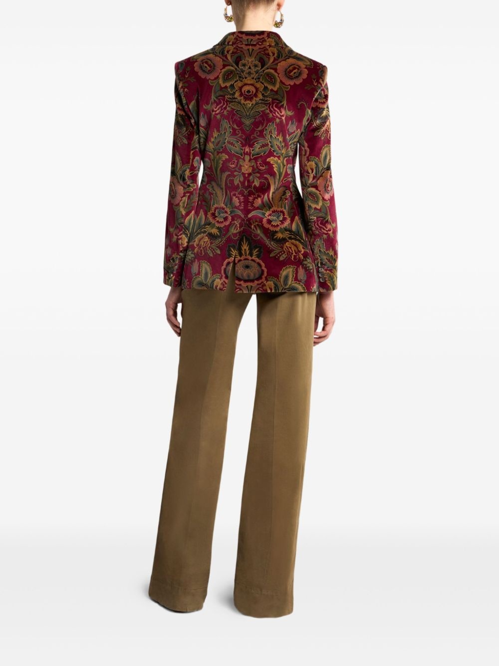 floral velvet blazer - 3