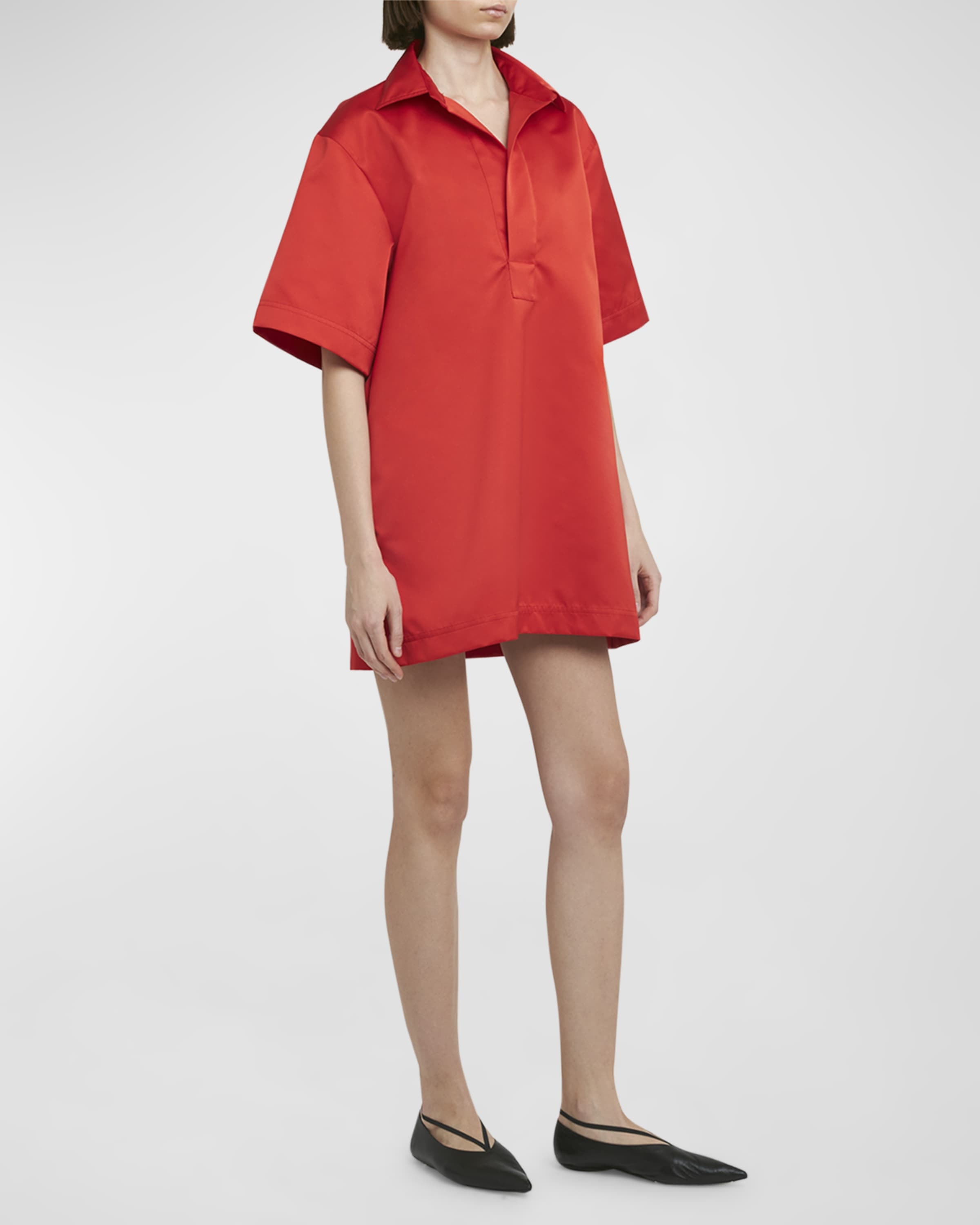 Short-Sleeve Shift Mini Shirtdress - 2