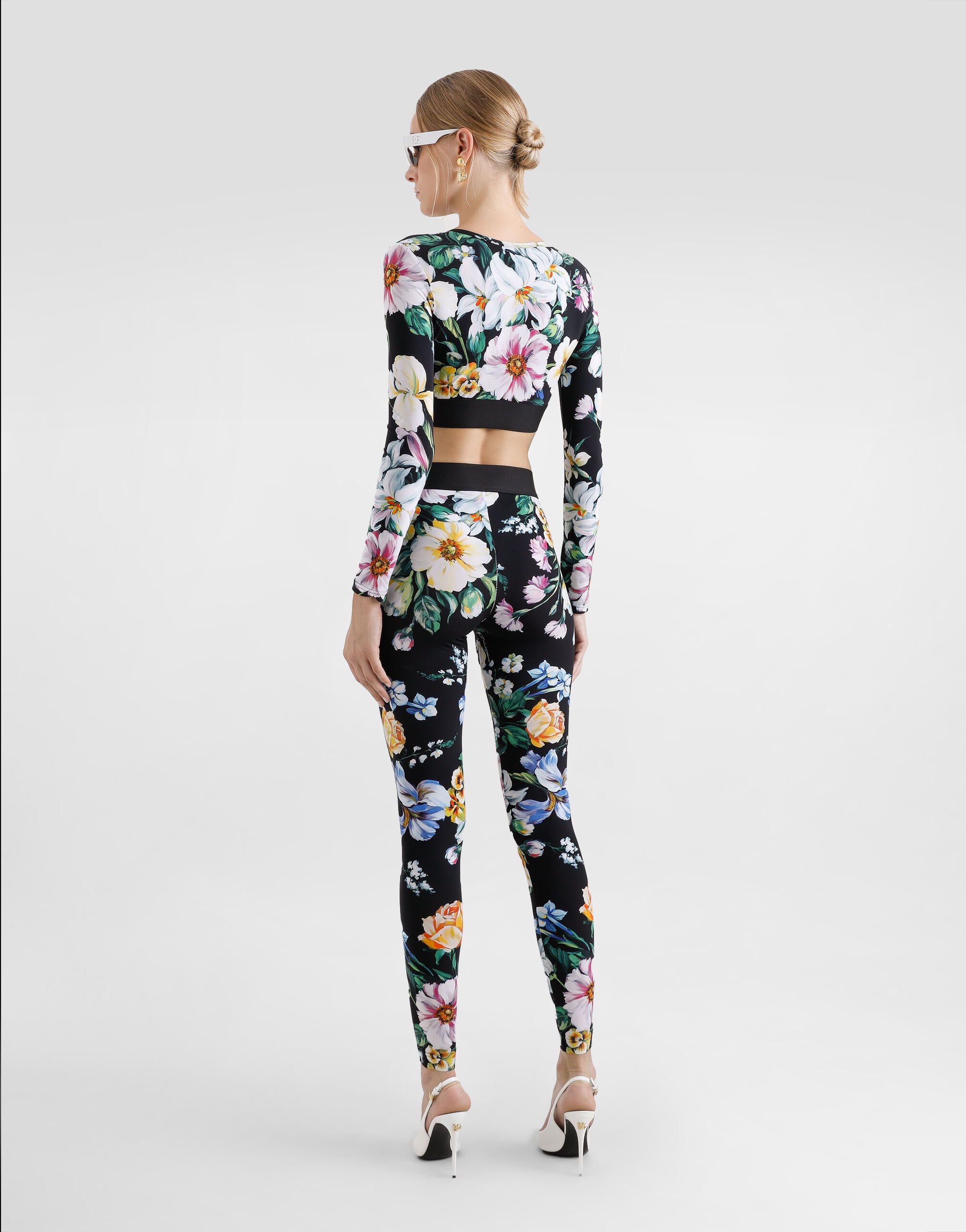 Activewear crop top in floral-print jersey - 3