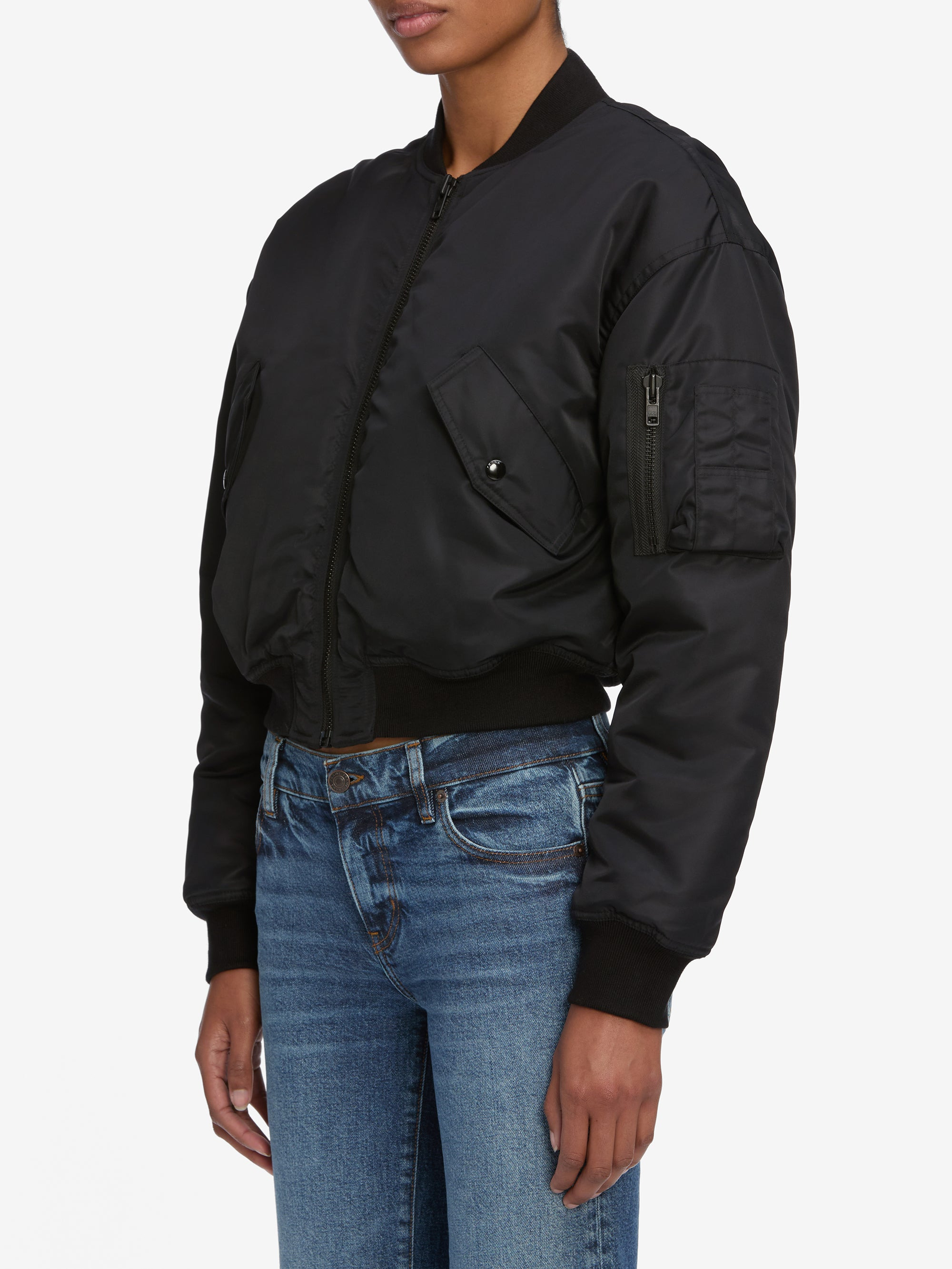 The Nylon Bomber Jacket in Black - 5