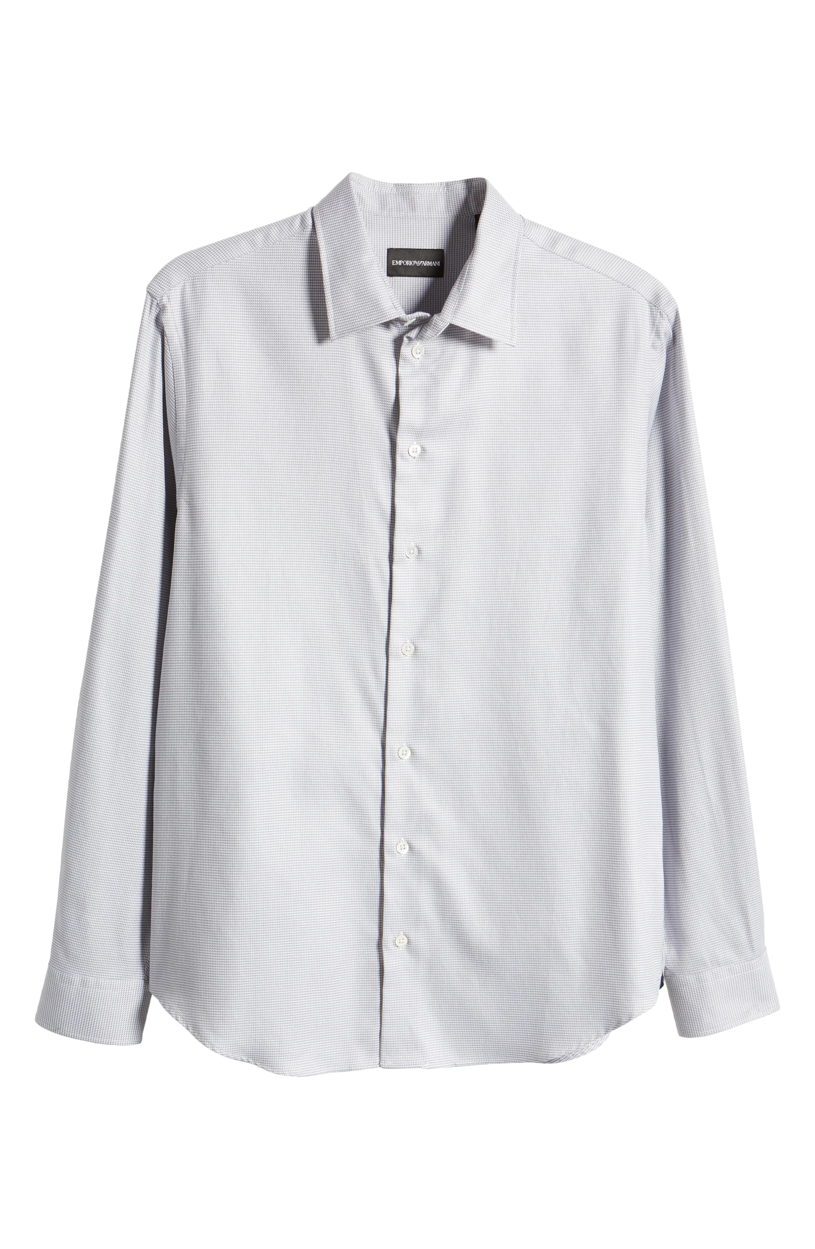 Micro Check Cotton Button-Up Shirt - 6