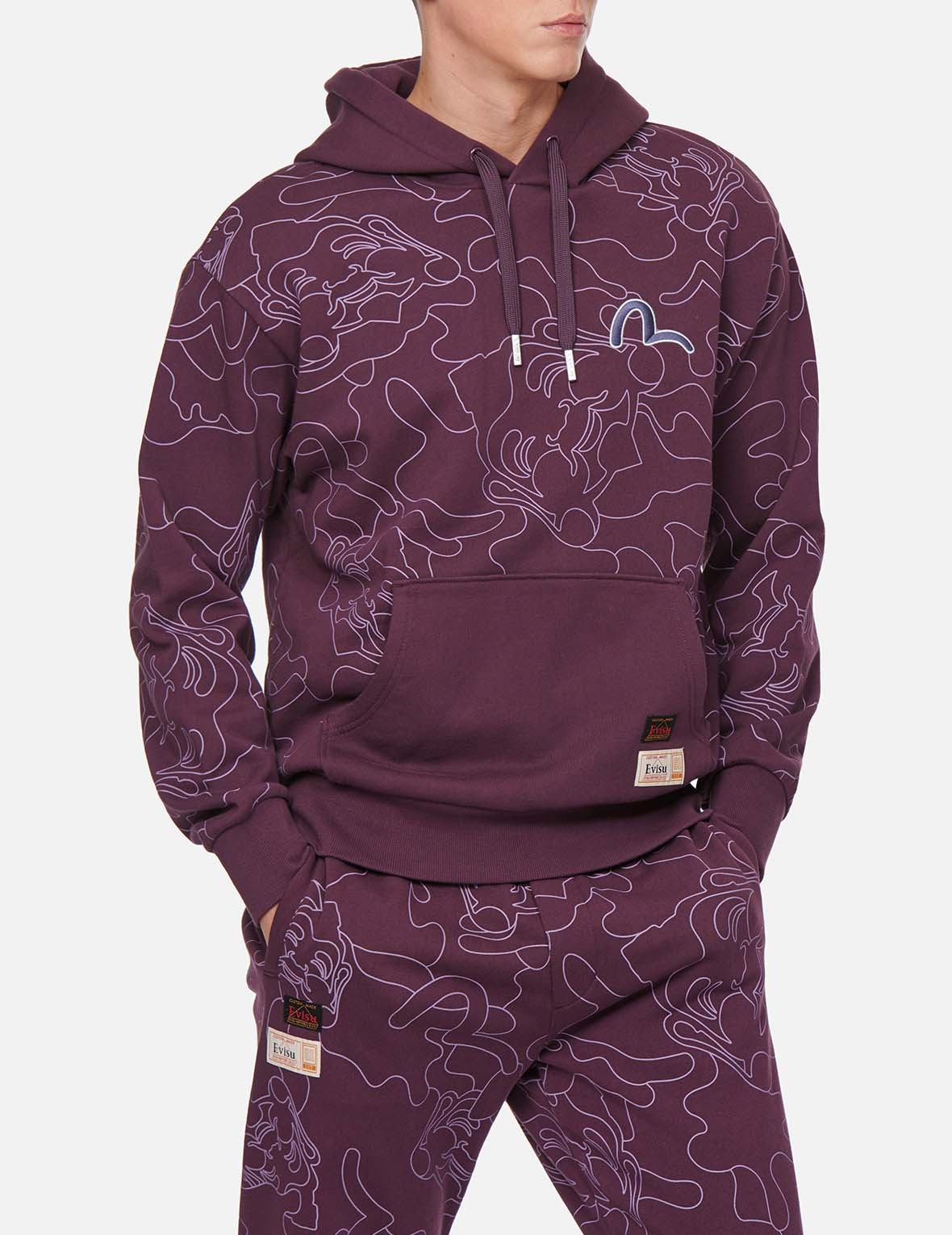 ALLOVER LINEAR CAMOUFLAGE PRINT HOODED SWEATSHIRT - 3