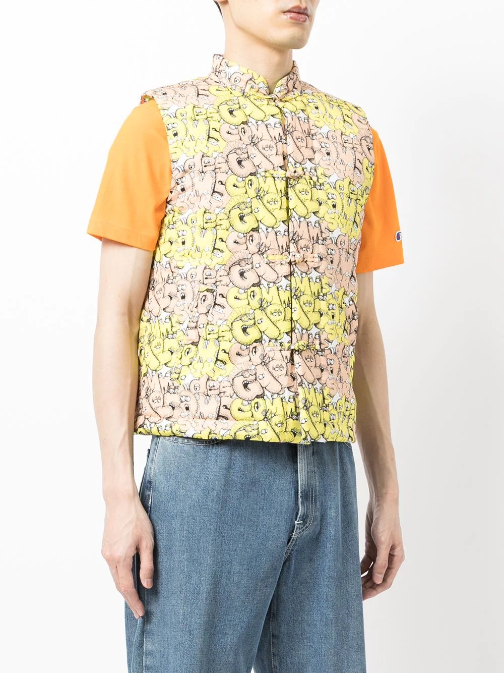 logo-print padded gilet - 3
