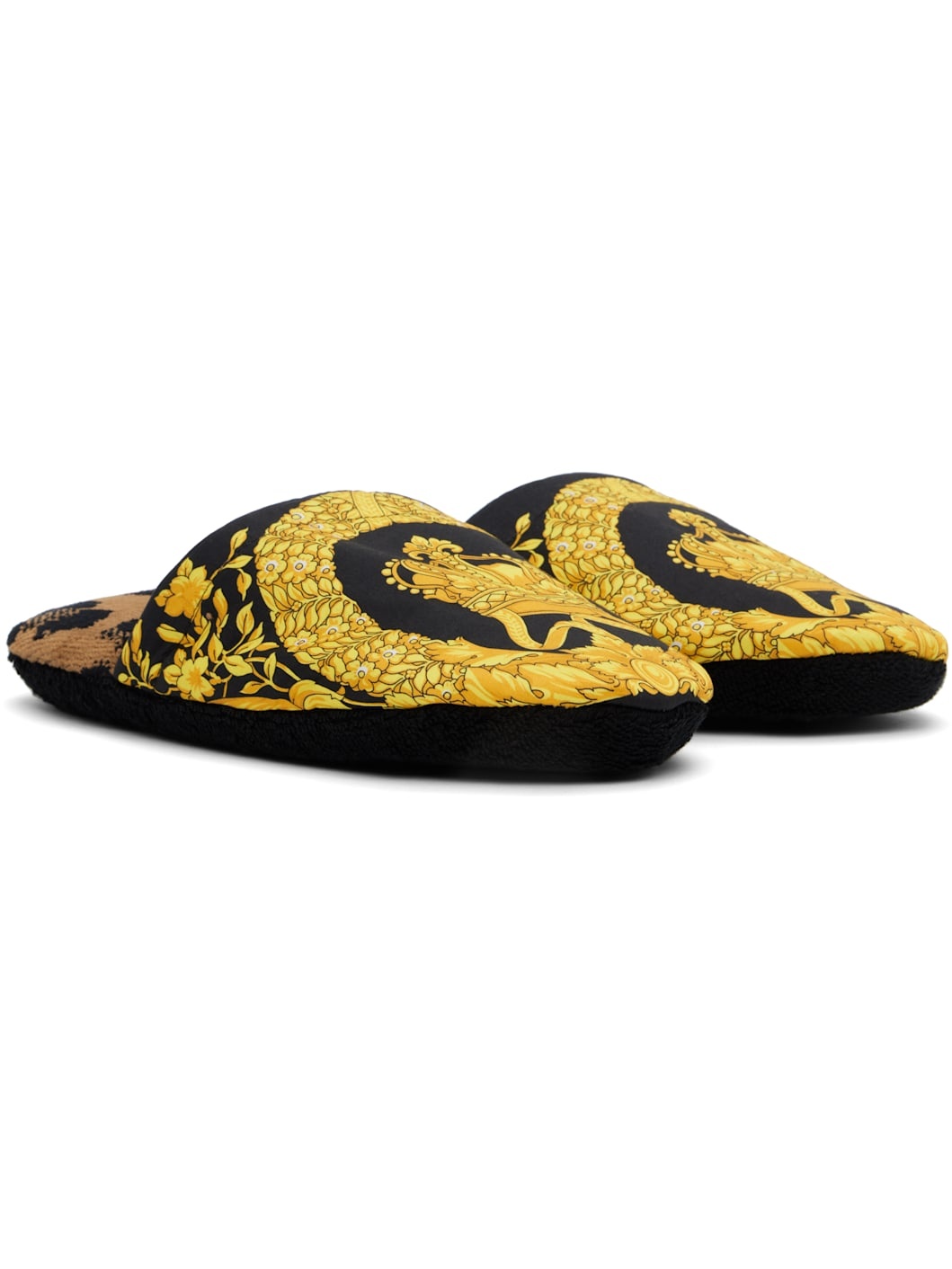 Black & Yellow 'I Heart Baroque' Slippers - 4