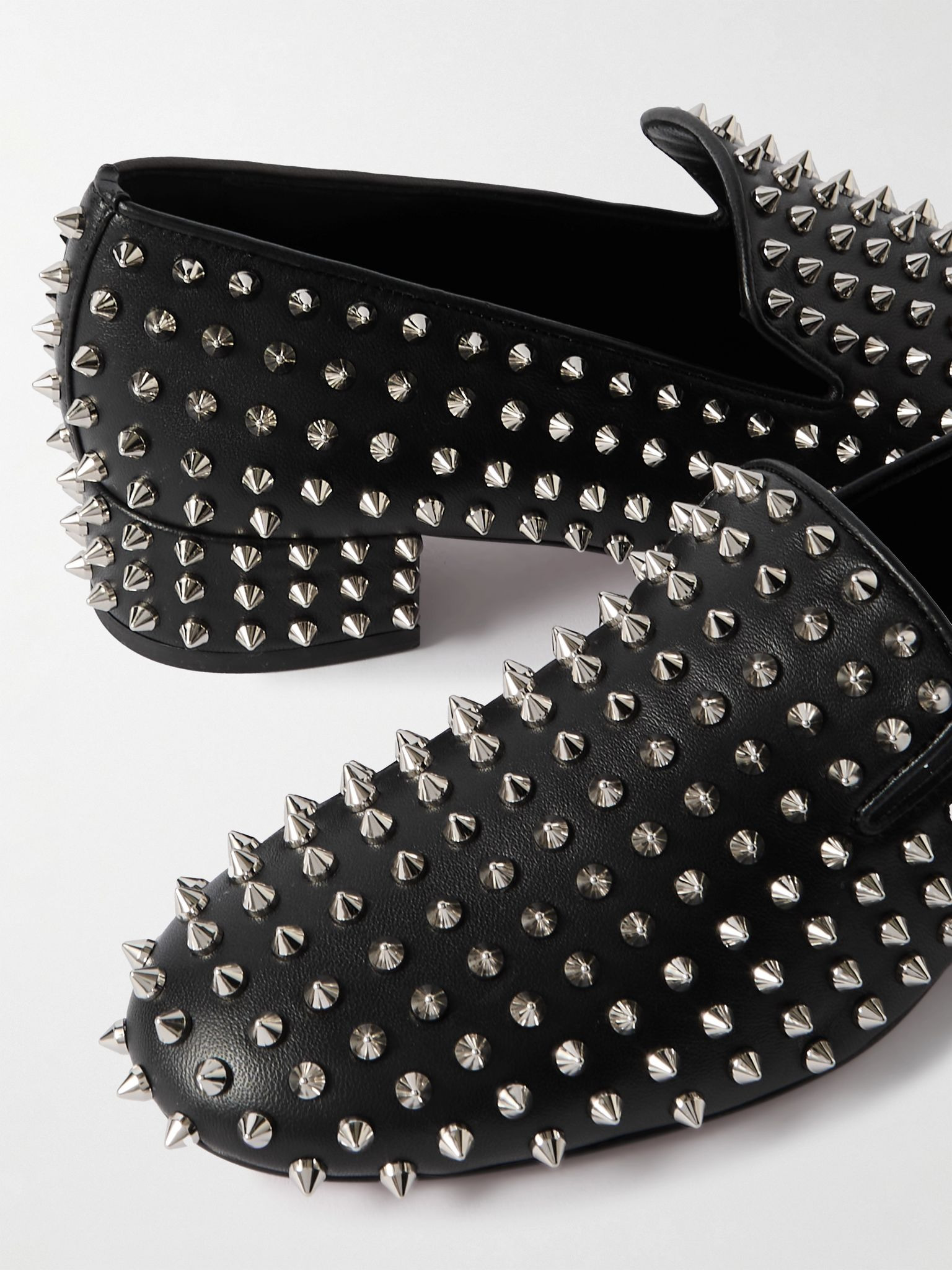Spikeasy studded leather pumps Black - 4