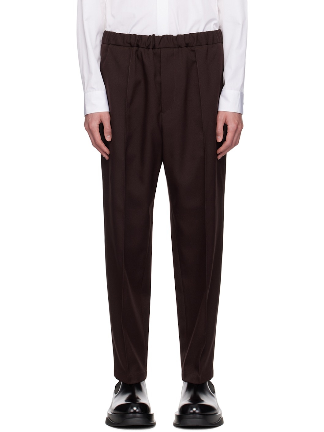 Burgundy Tapered Trousers - 1