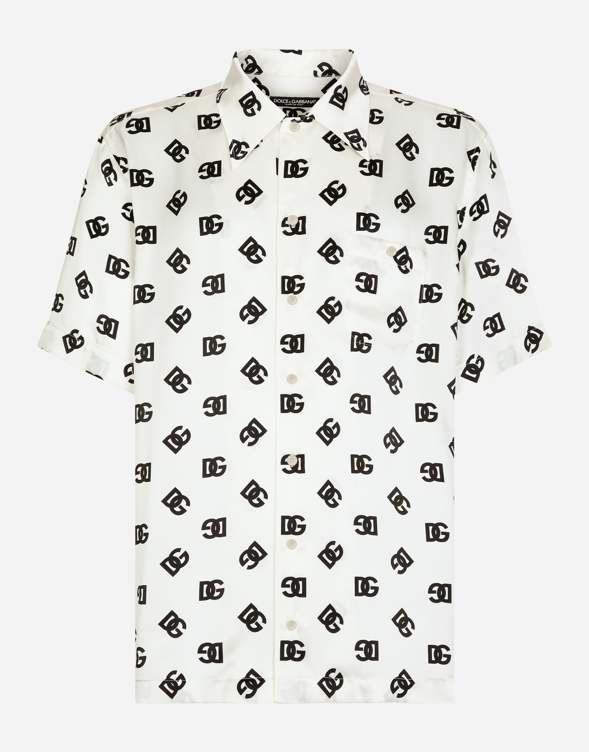 Silk Hawaiian shirt with DG Monogram print - 1