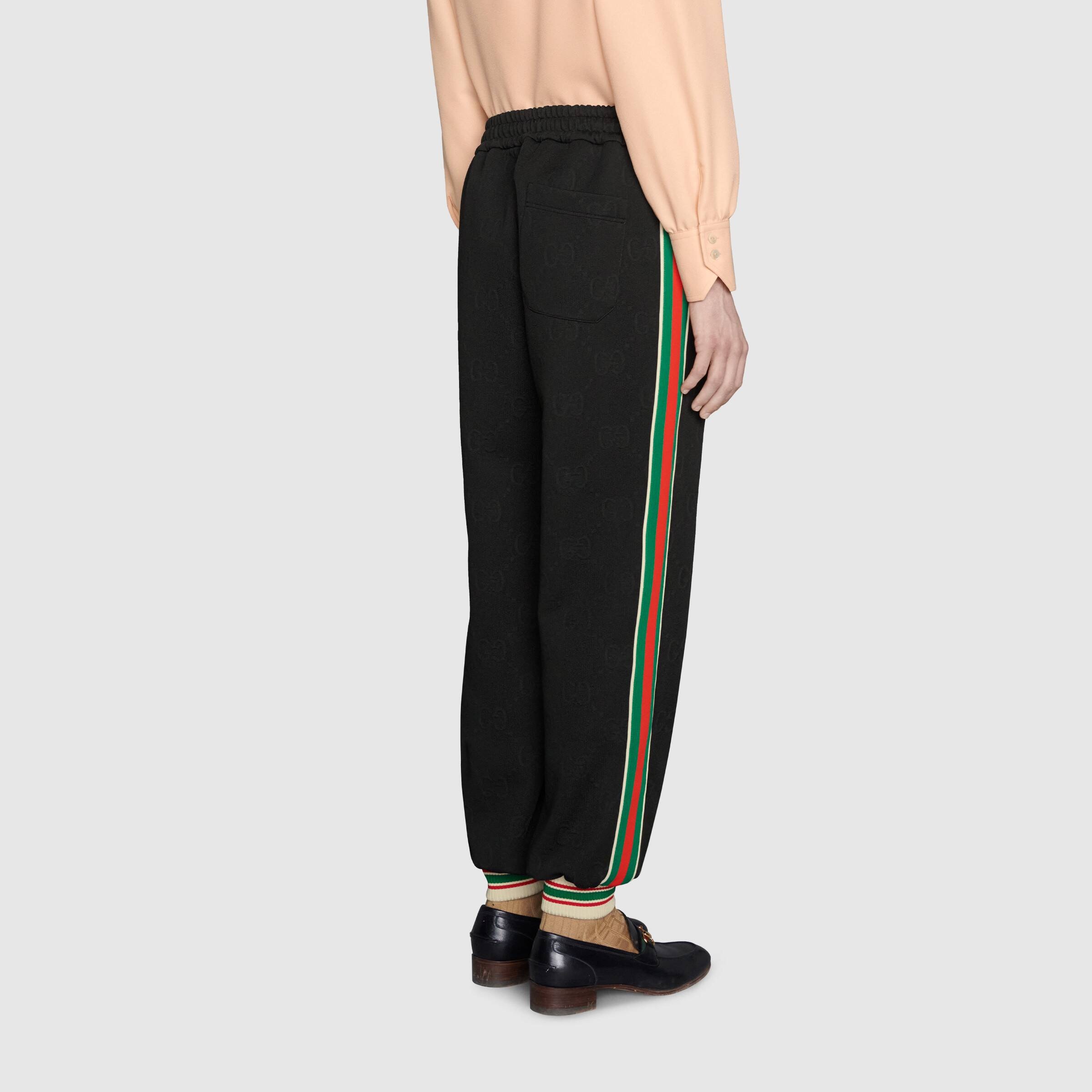 Gucci Classic Red Green GG Knit jogging Sports Pants Black 663569-XJDE9-1043 - 4