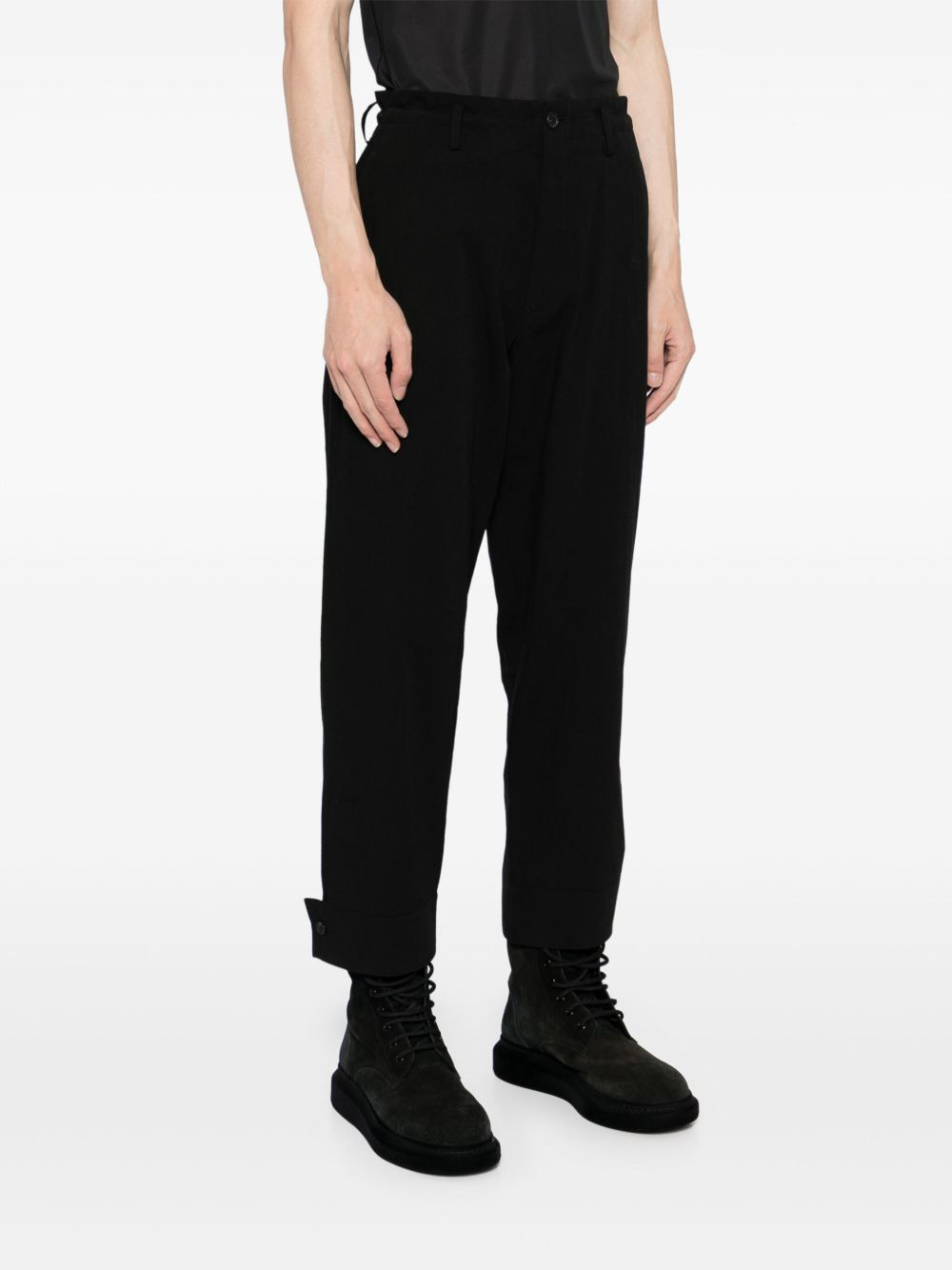 canvas belted-hem trousers - 3