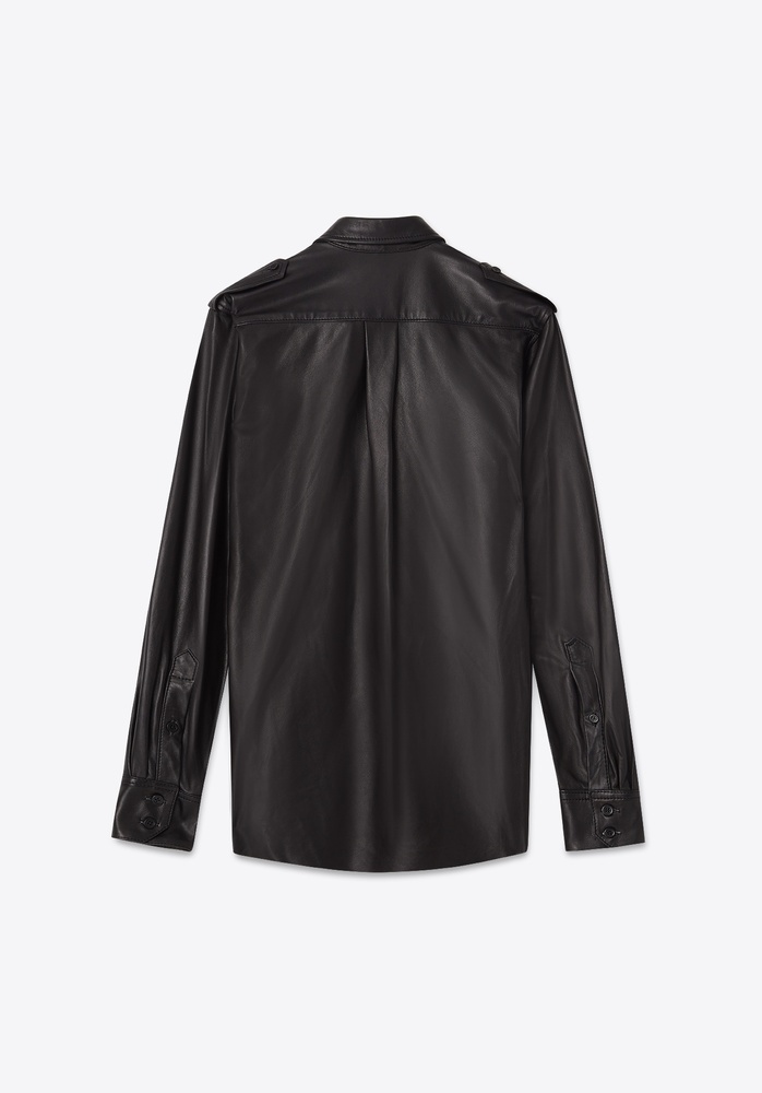 LEATHER SHIRT 04  BLACK - 4