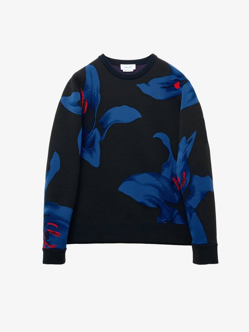 Exploded Blue Lily Jacquard Sweater - 1