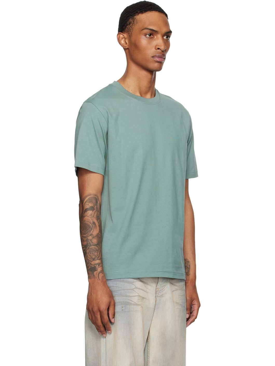 Blue Johannes Organic 'Norse' Logo Print T-shirt - 2