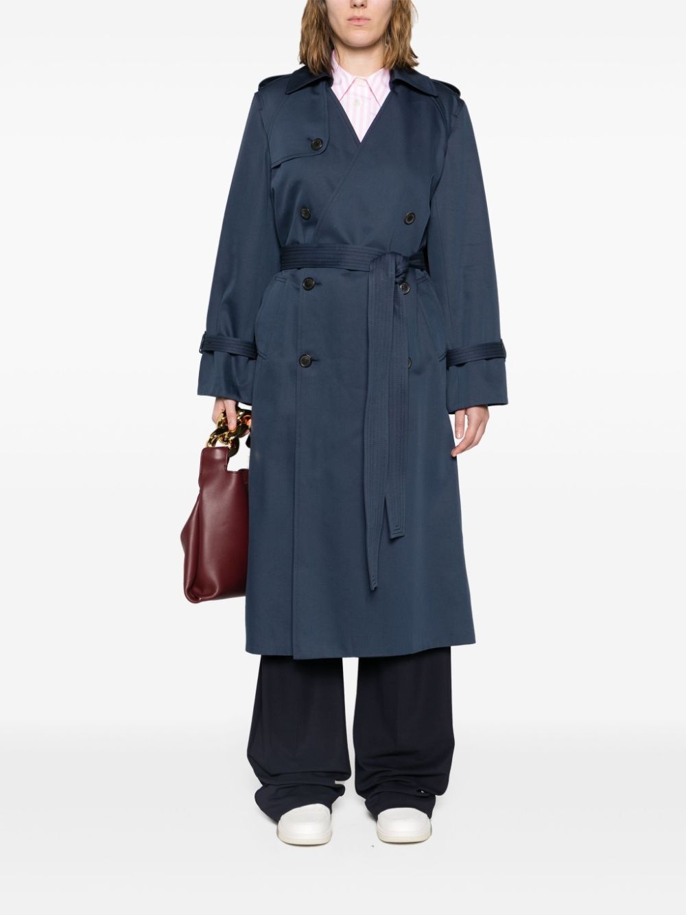 double-breasted belted trench coat - 2