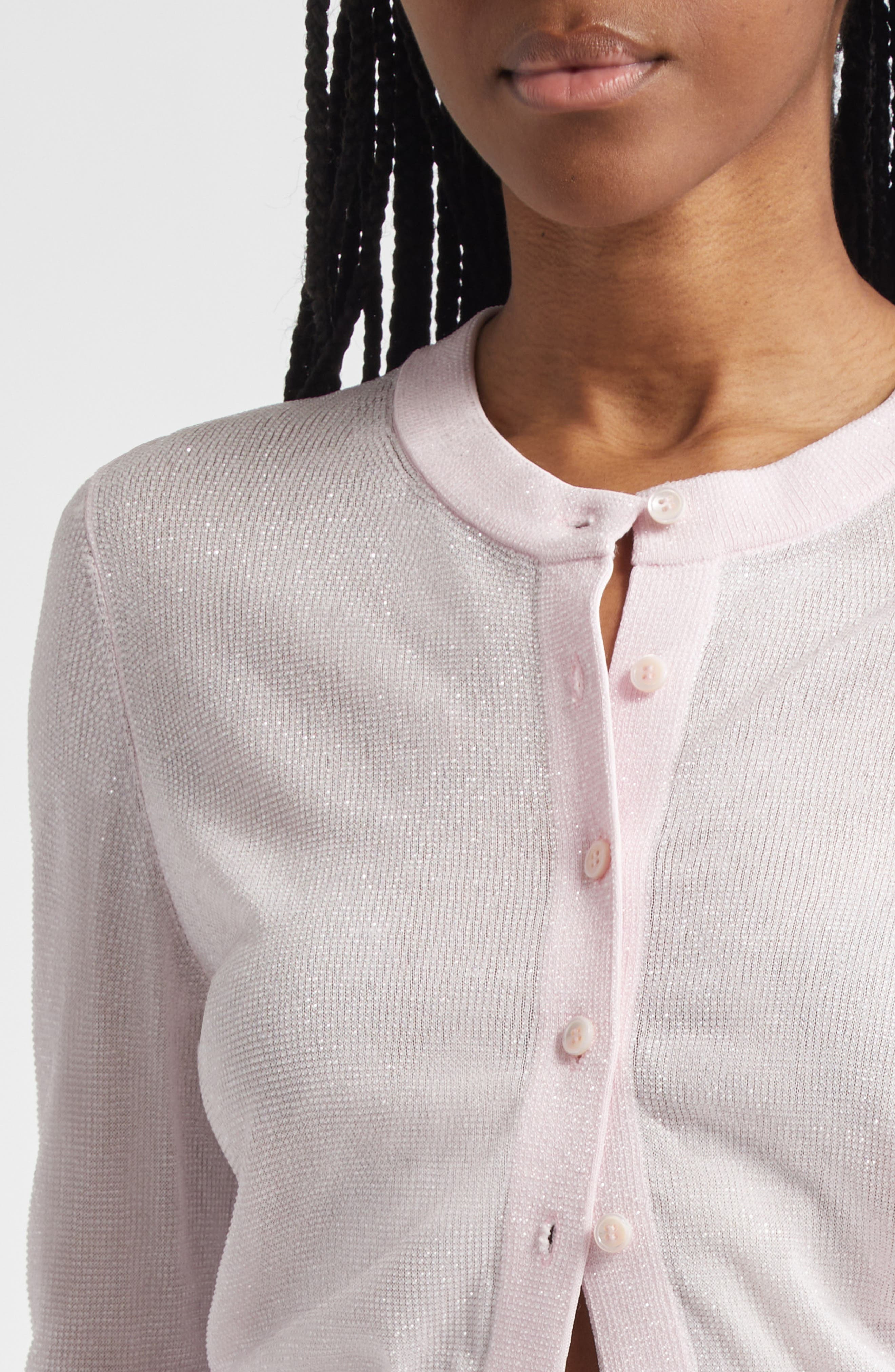 Alexander Wang Crystal Hotfix Crop Cardigan in Light Pink at Nordstrom - 5