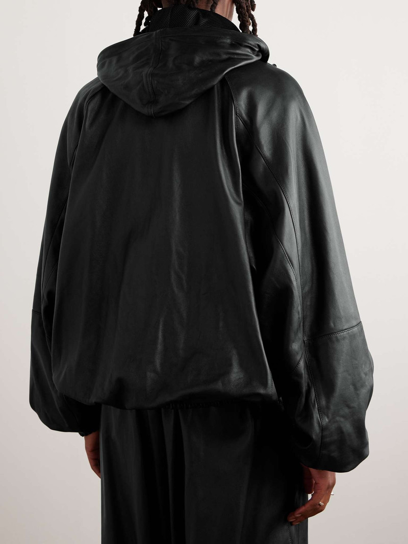 Logo-Embroidered Leather Track Jacket 5