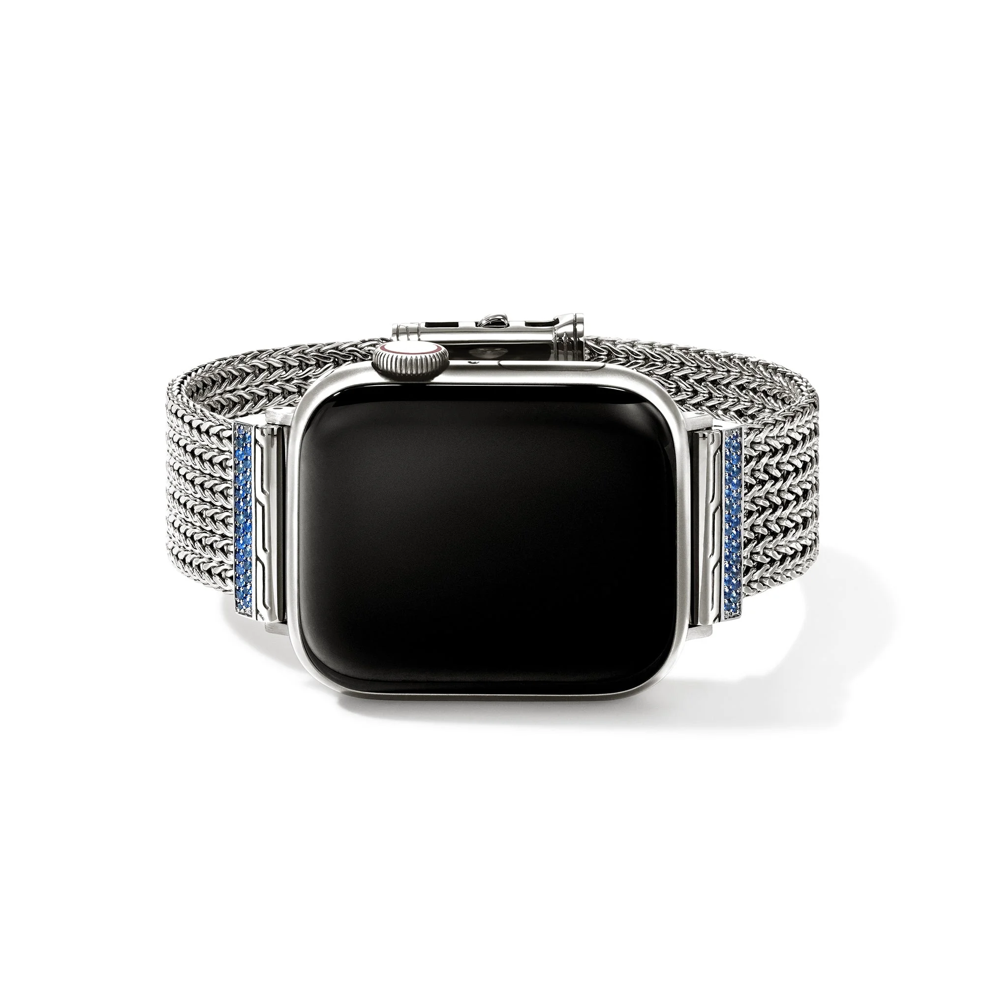 Smart Watch Strap, Sterling Silver, Blue Sapphires, 18MM - 1