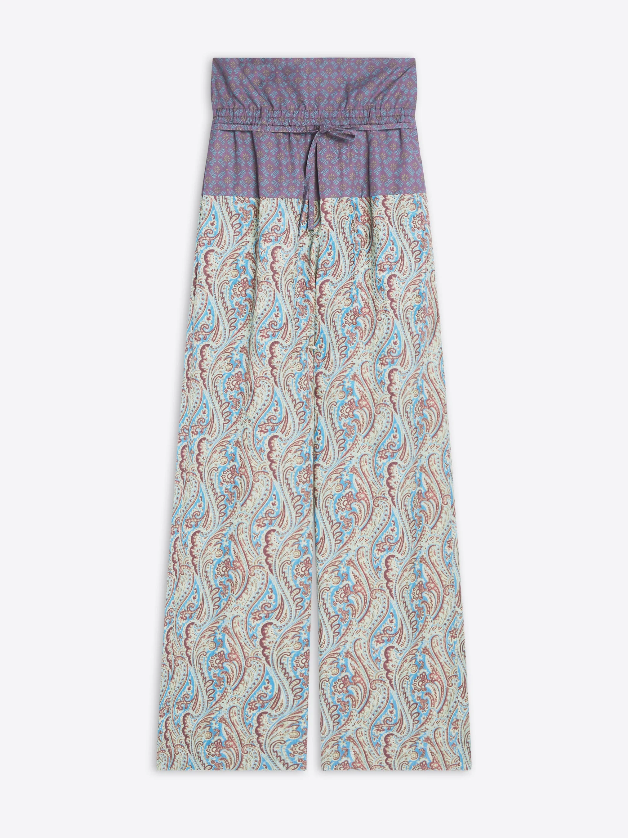 CONTRAST WAIST JACQUARD PANTS - 1