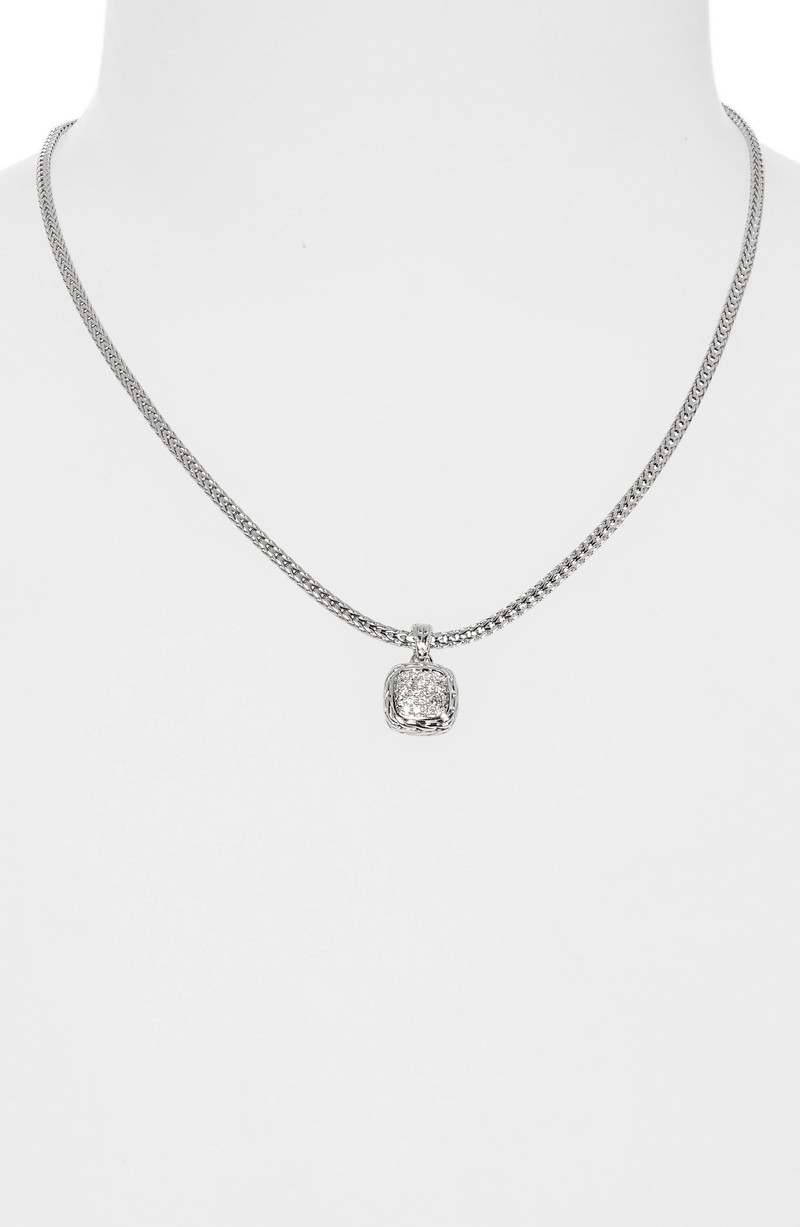 John Hardy Carved Chain Necklace, Silver, Diamonds 4