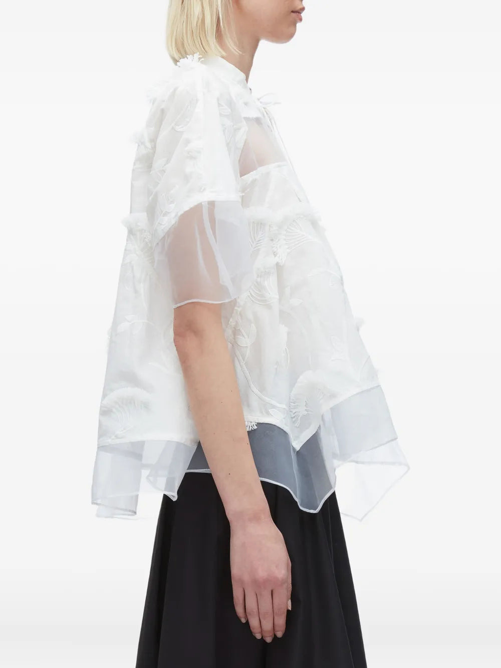 Embroidery Voile Top With Organza Combo - 4