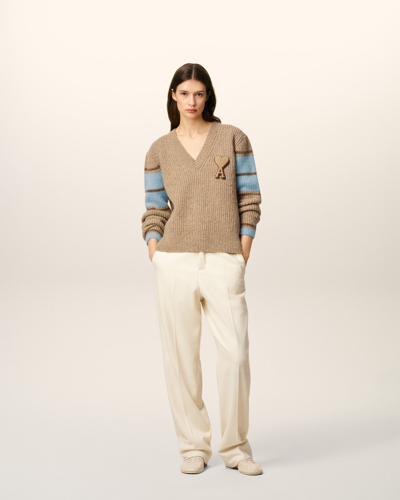 AMI Paris BROWN WOOL COLLEGE SWEATER outlook