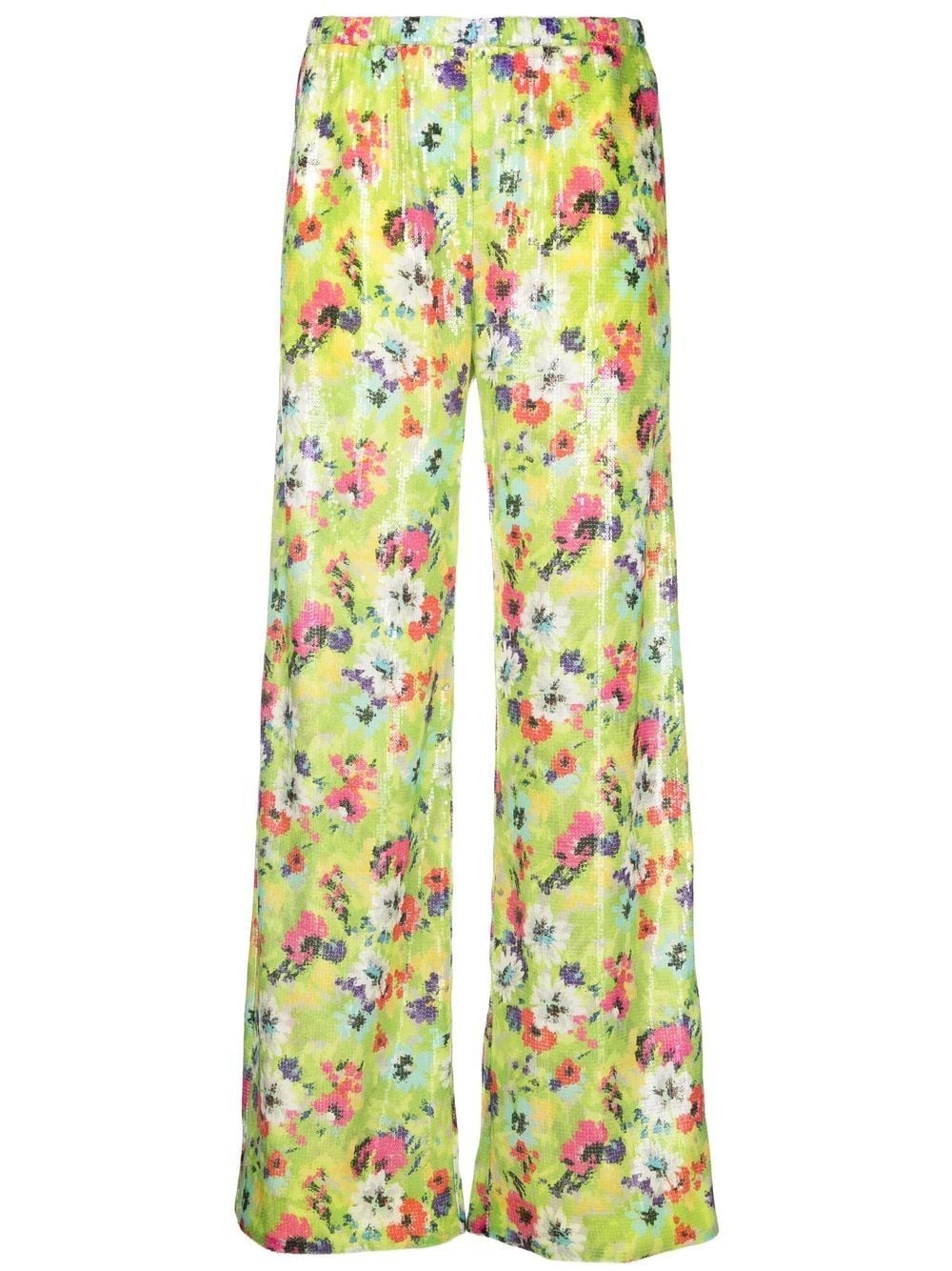 floral-print sequin-embellished trousers - 1