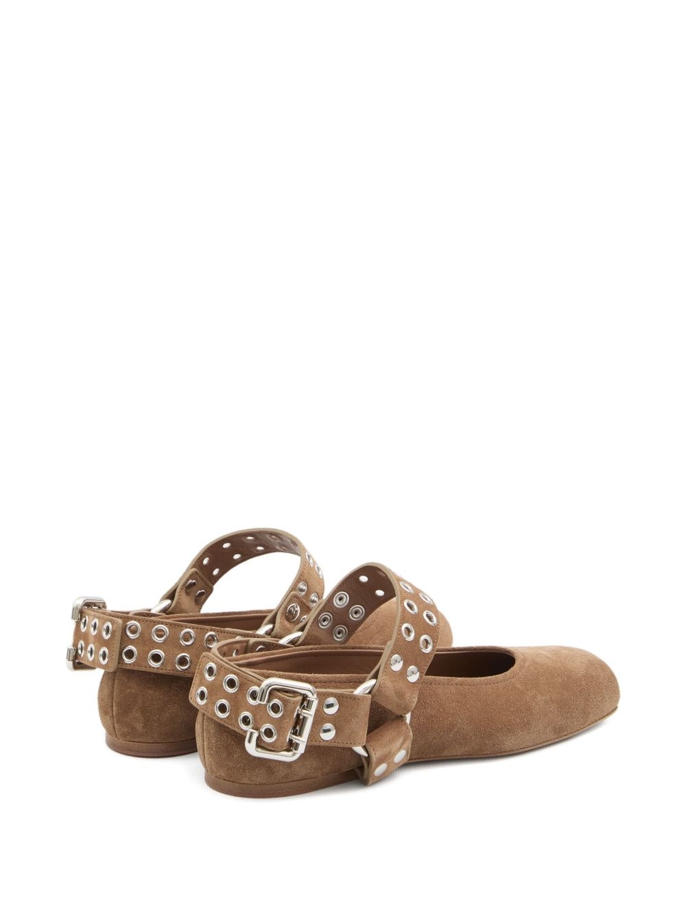 Umber buckle-detail biker ballet flats - 3